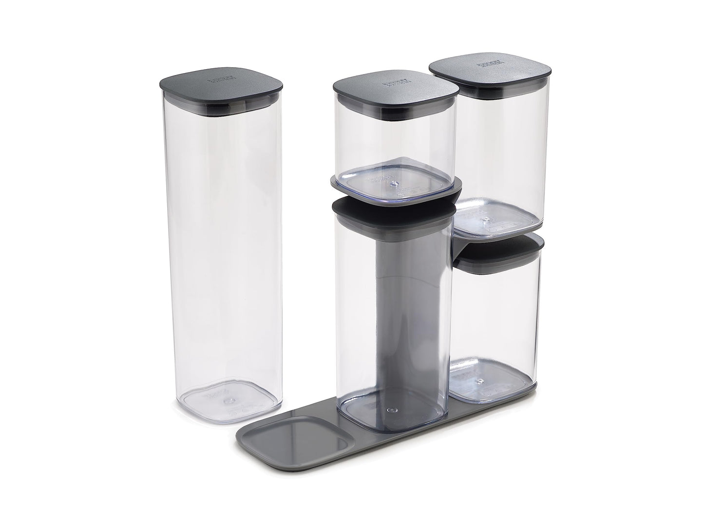 Joseph Joseph Podium Airtight Food Storage Container Set with Stand 5 Piece Grey