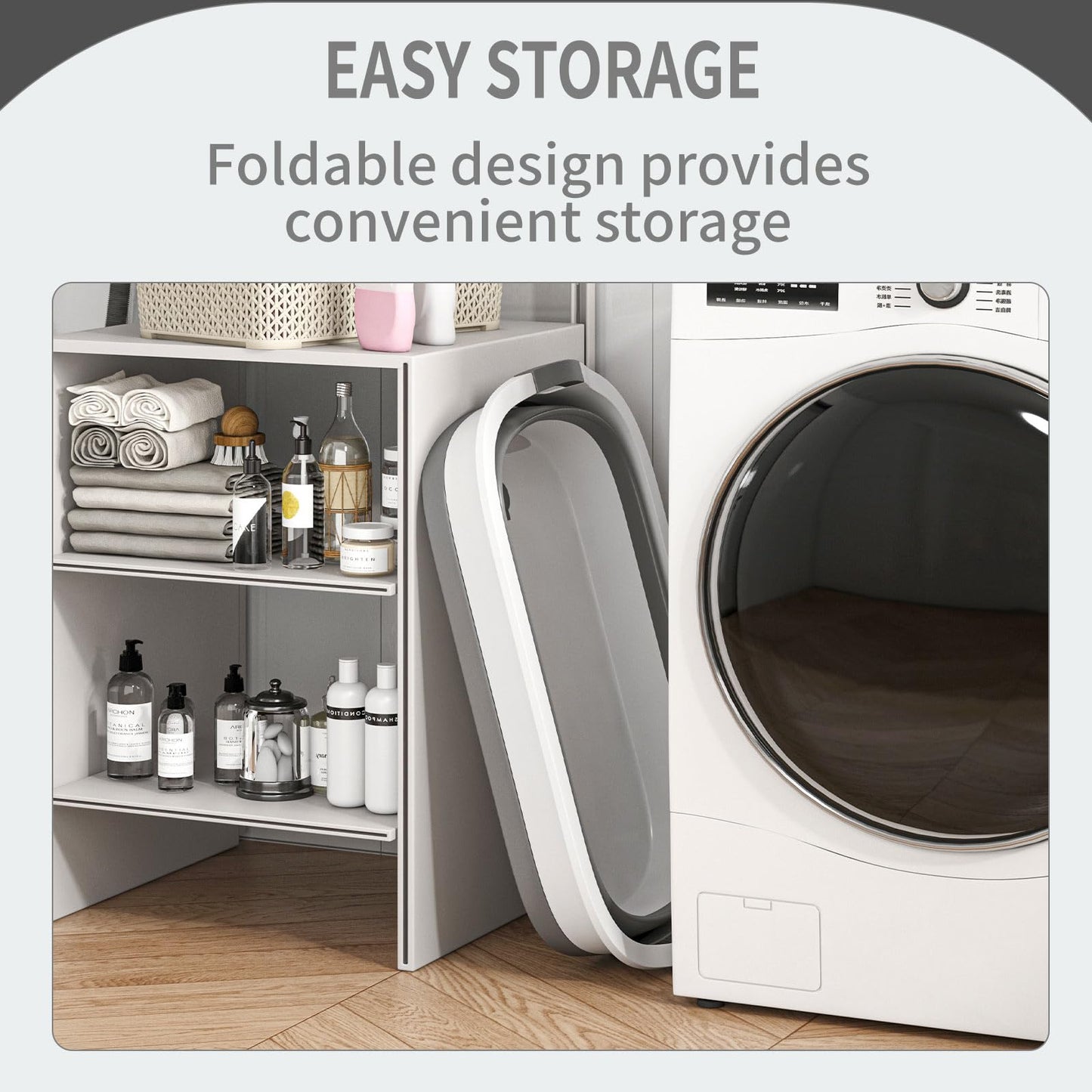 BREENHILL Collapsible Dog Bath Tub for Small Dogs & Cats, Portable Puppy Bath Tub with Water Drain Plug, Space Saving Foldable Pet Bathtub for Indoor & Outdoor Use, Grey