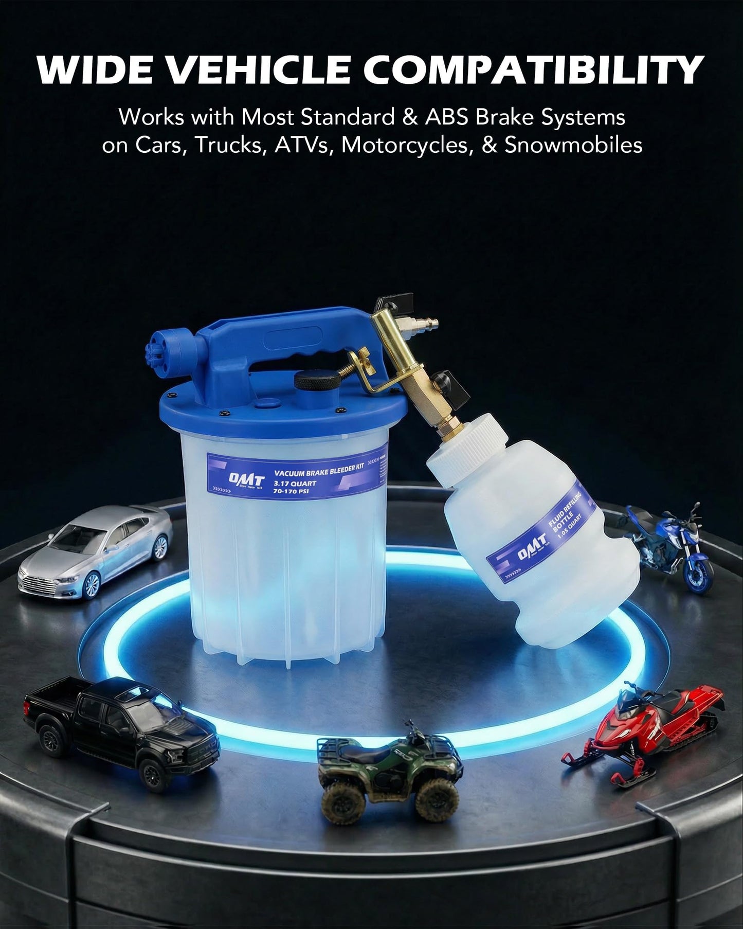 Orion Motor Tech 3L Vacuum Brake Bleeder Kit, Pneumatic Brake Fluid Bleeder Kit with 3.2 qt Brake Fluid Extractor 1L Refilling Bottle 20 Adapters, One Person Brake Bleed Fluid Pump Brake Bleeding Tool