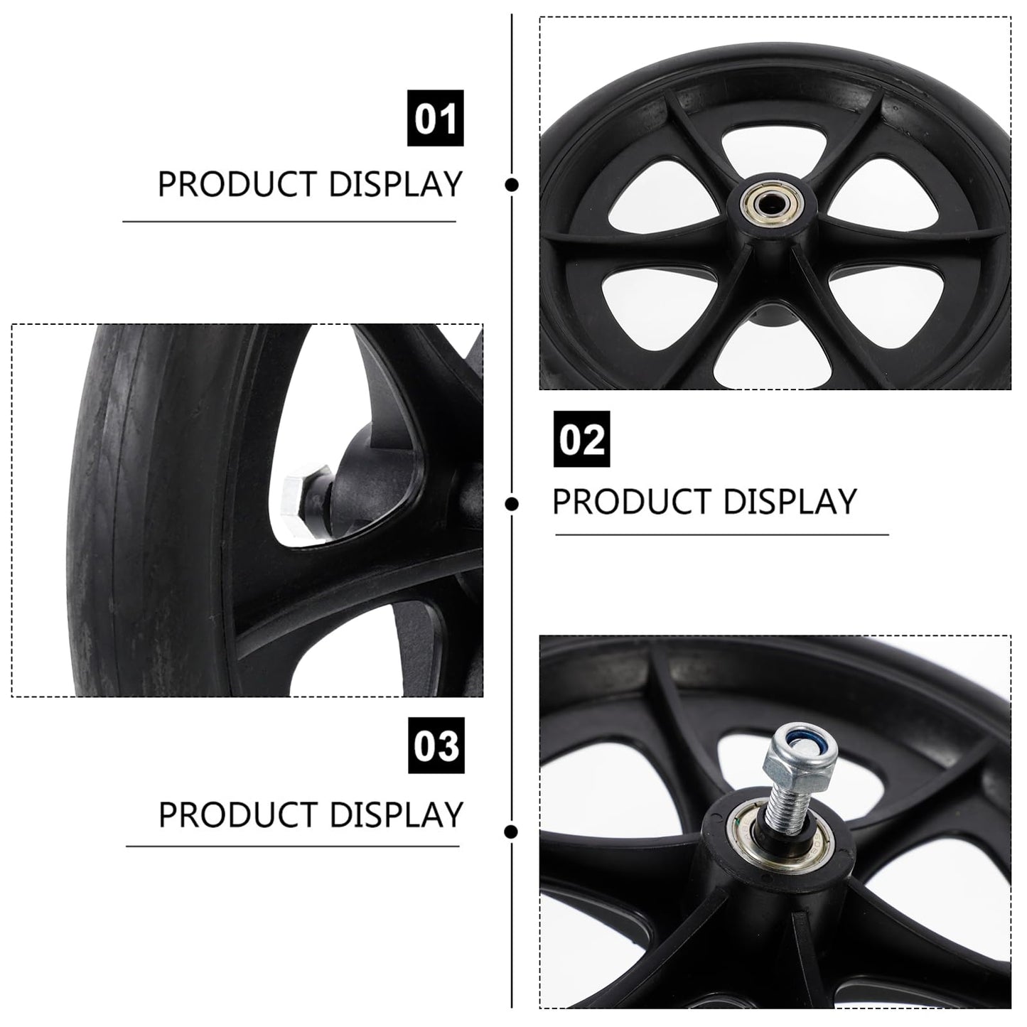 Wheelchair Front Castor Wheels Replacement: Parts Universal Fit 8 Inch 4pcs Black