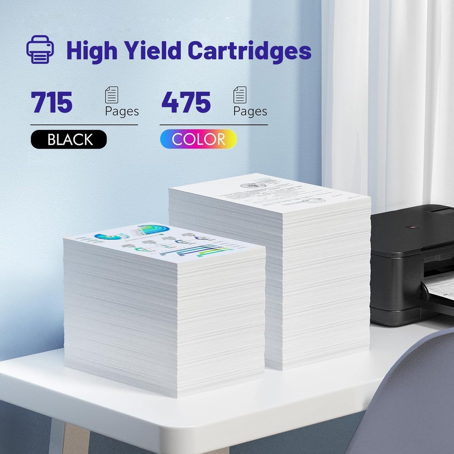 NSDHInk Remanufactured 62XL Ink Cartridge High Yield Combo Pack Replacement for HP Ink 62XL 62 XL for Envy 5540 5640 5660 7644 7645 8005 OfficeJet 5740 8040 250 200 Series Printer (1Black 1Tri-Color)