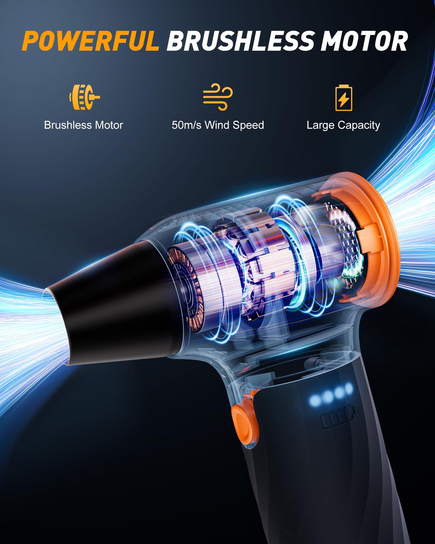 Compressed Air Duster, 250000RPM Electric Air Duster with Brushless Motor, Jet Dry Blower Replace Air Can - No Canned Air Duster, Air Blower for Computer, Keyboard, House, Pet and Car
