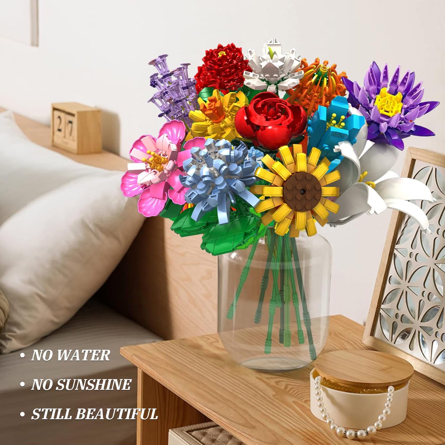 Flower Bouquet Building Sets, Mesproud Flower Plants for Decorative Office Home Table Art(1009PCS), Best Gifts for Girls Ages 6 7 8 9 10 11 12 for Him and Her, No Vase