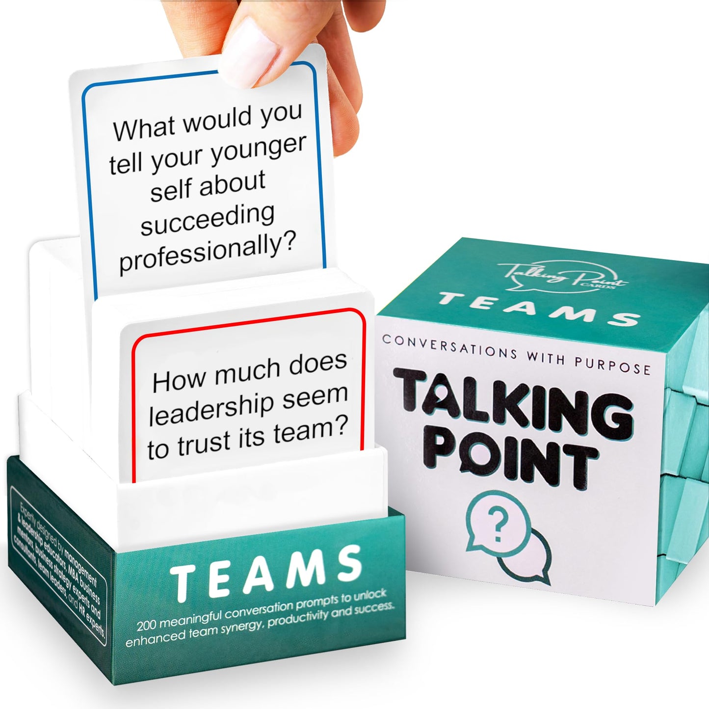 200 Conversation Cards for Teams - Meaningful Questions That Help Team Members Understand Each Other - Team Building Conversation Starter Card Game for Work - Office Icebreaker Conversation Card