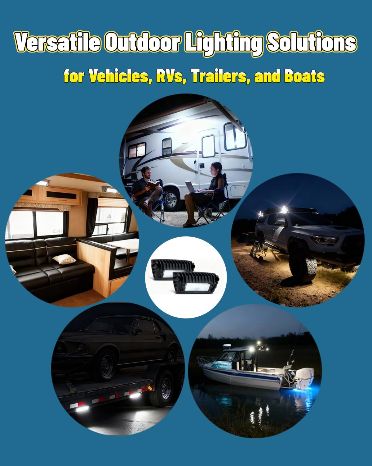 LED RV Exterior Lights,2 PCS 5 Inch 1600LM Porch & Flood Beam Lights, DC12~36V IP67 Waterproof Aluminum Fixtures for Car Outdoor, Trailers, Motorhomes