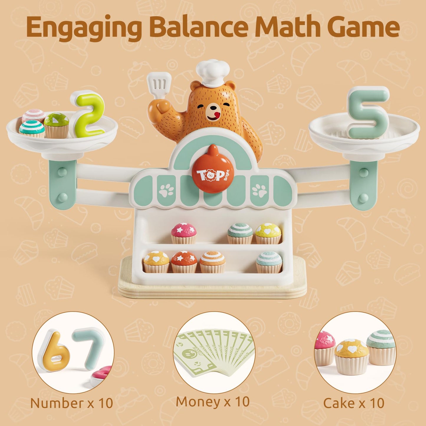 TOP BRIGHT Balance Math Game, Math Toys for Kids 3-5, Counting Toys for Toddlers, Montessori Toy Preschool Educational Toys Kindergarten Number Learning Games for 3 4 5 Year Old