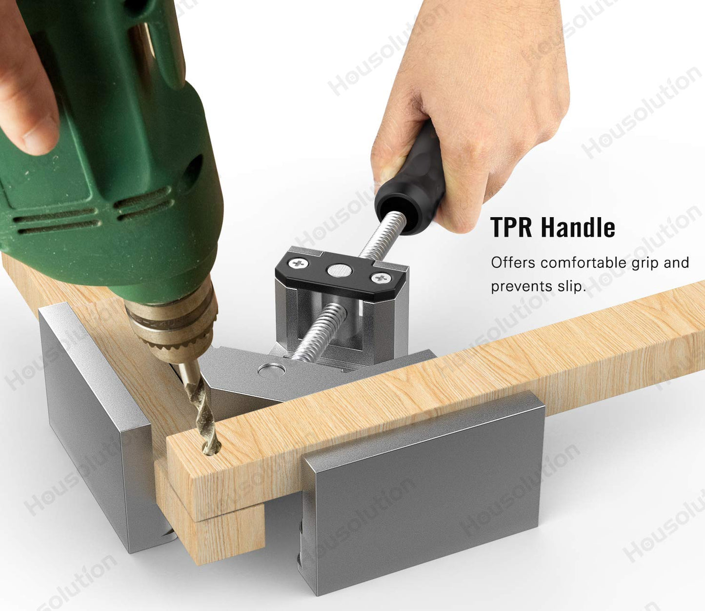 Housolution Right Angle Clamp, [2 Pack] Single Handle 90° Aluminum Alloy Corner Clamp, Right Angle Clip Clamp Tool Woodworking Photo Frame Vise Holder with Adjustable Swing Jaw - Silver Gray
