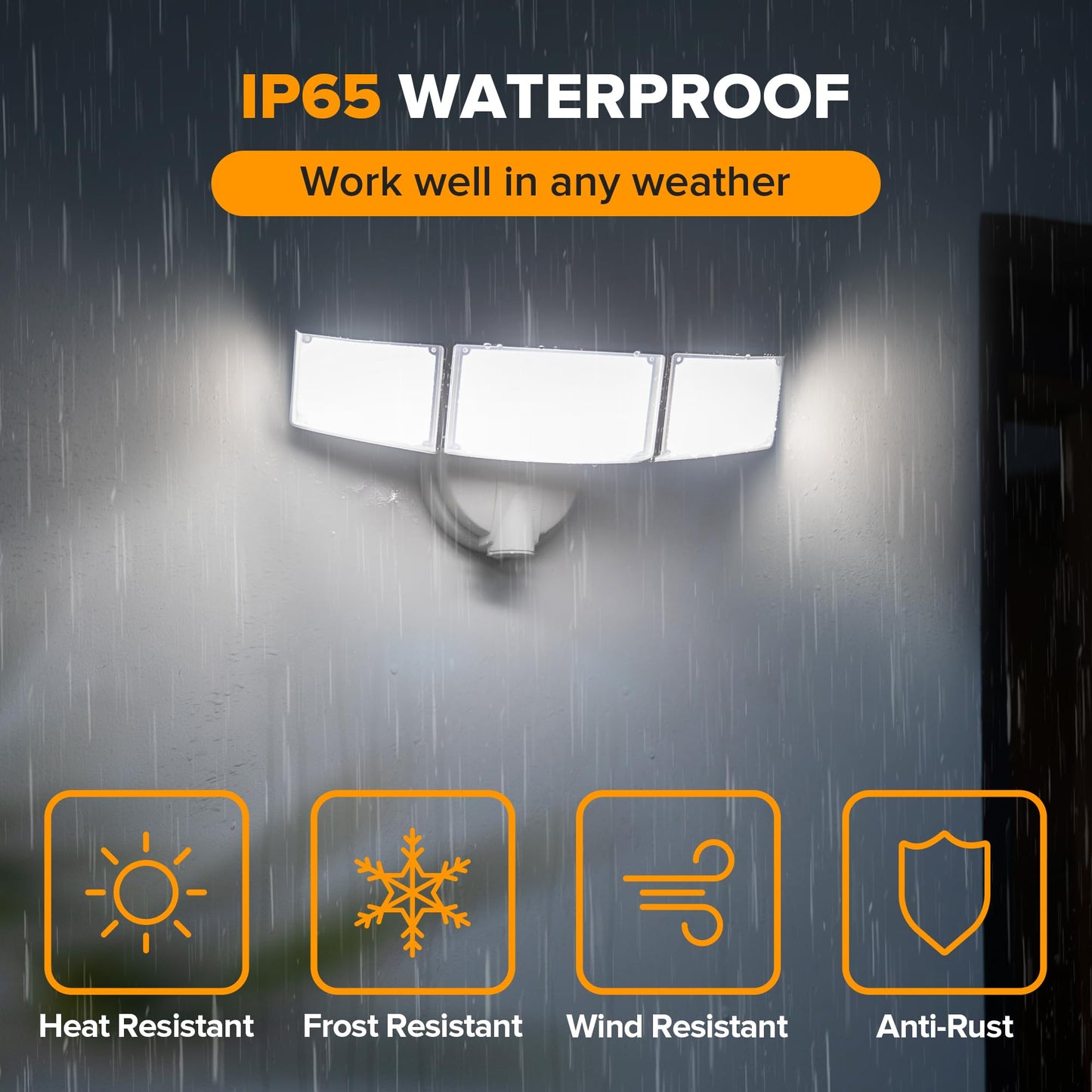 LUTEC 75W 8000 Lumen Floods Light Outdoor, Switch Controlled LED Security Lights with 3 Adjustable Heads, 5000K Daylight, IP65 Waterproof Exterior Flood Light for Garage, Yard, Patio (White) - 2 Pack