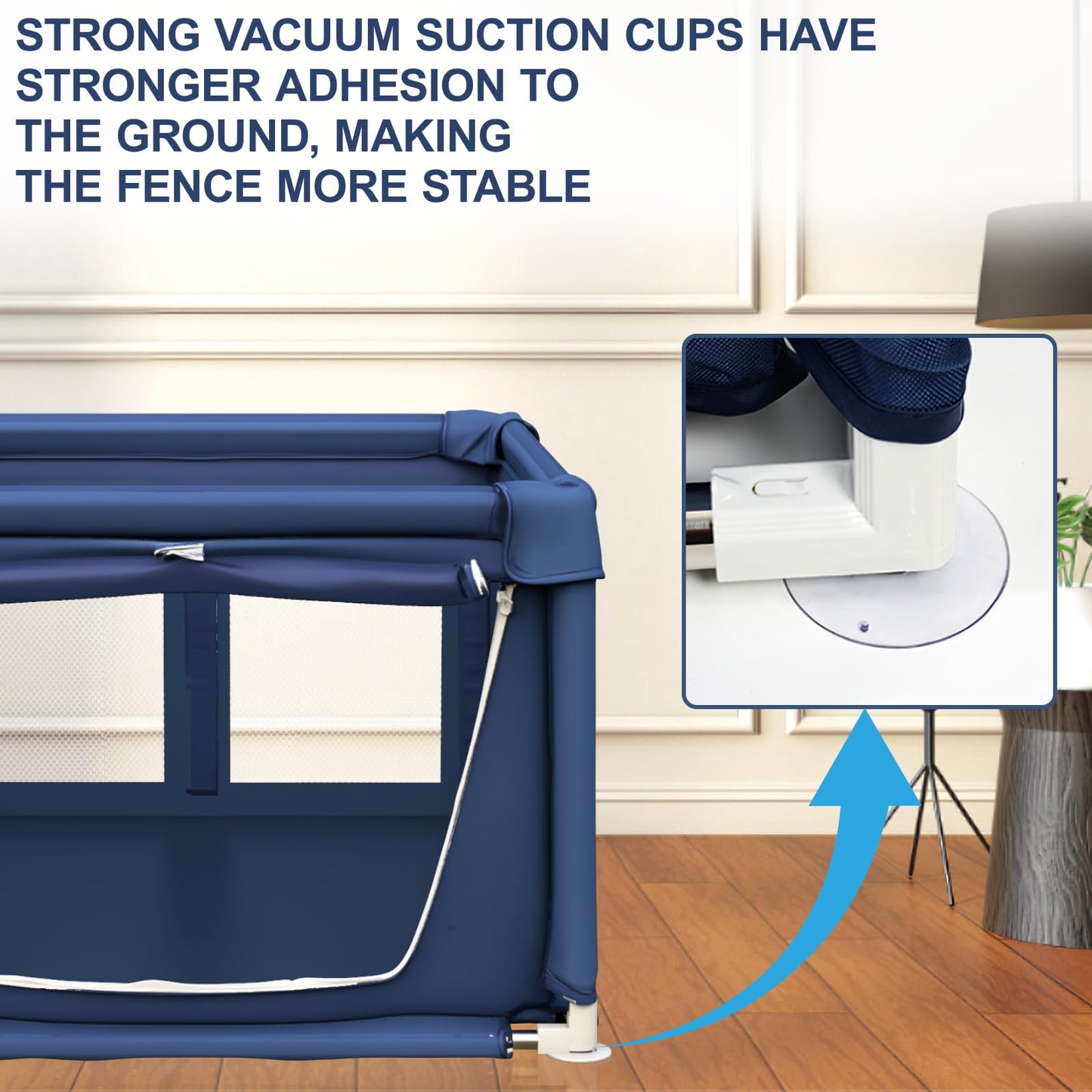 Puppy Playpen with Gate, Dog Playpen for Puppies or Small Dogs, Safety Pet Playpen with Thickened Fabric, High-Strength Nylon Wire Mesh, Stainless Steel Pipes (Blue, 90x90x66cm, 5)