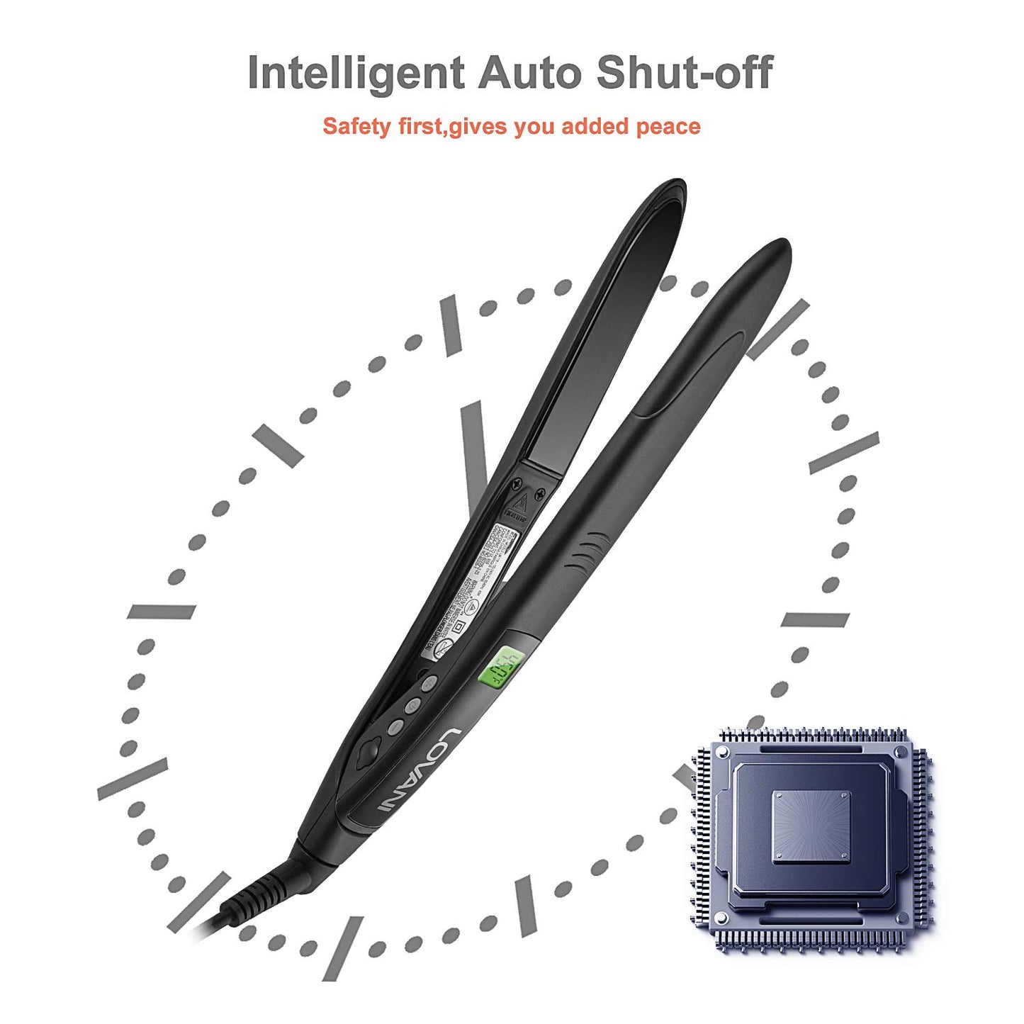 LOVANI Professional Flat Iron 450F LCD Display Salon Super Slim Hair Straightener with Heat Resistant Bag,2 Salon Clips Black
