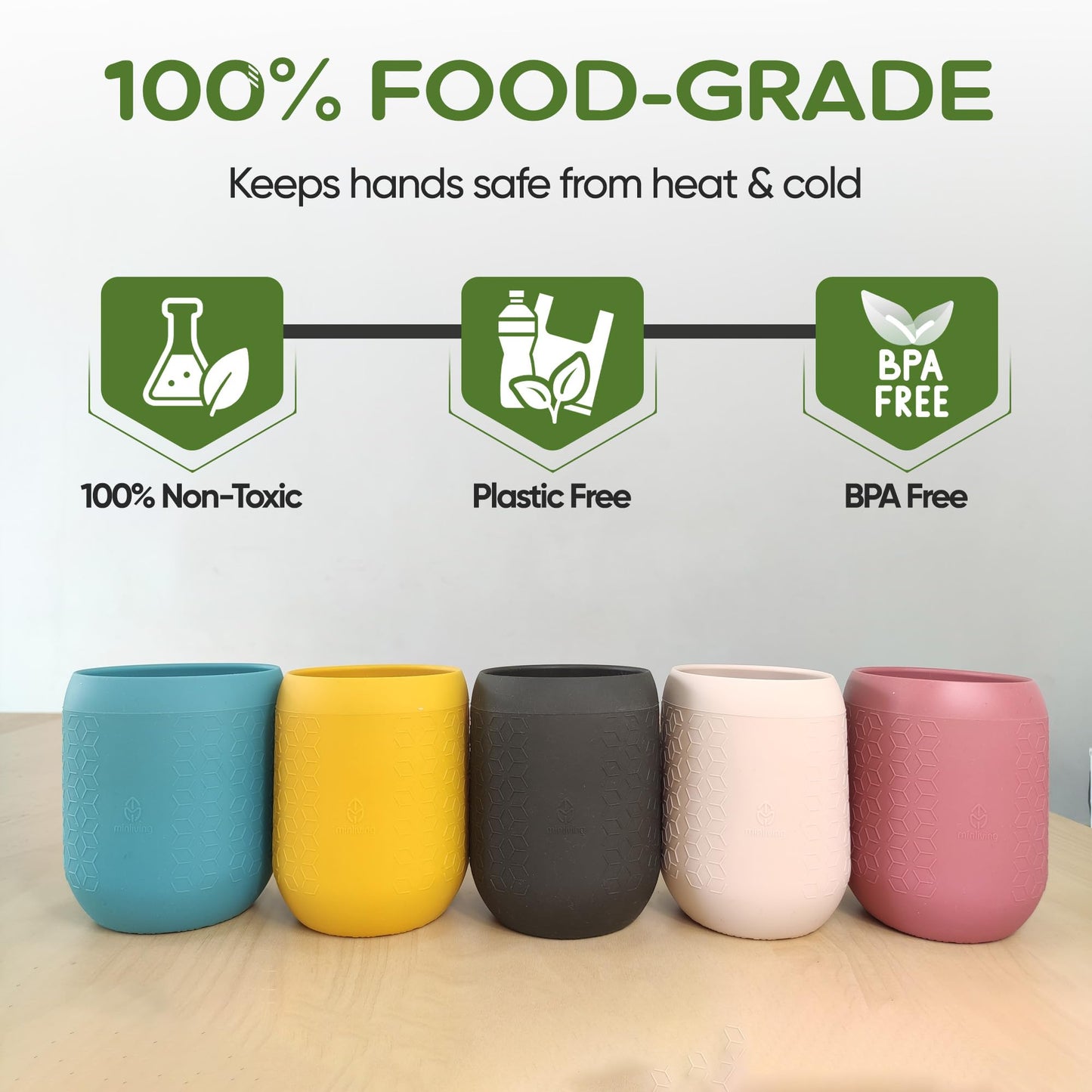 minliving Silicone Mason Jar Sleeves, Cup Holder 5 Pack Value Combo Anti-slip protection - Fits 16oz REGULAR mouth Jelly Canning, Ball and Kerr Jars (5, Autumn Winter)