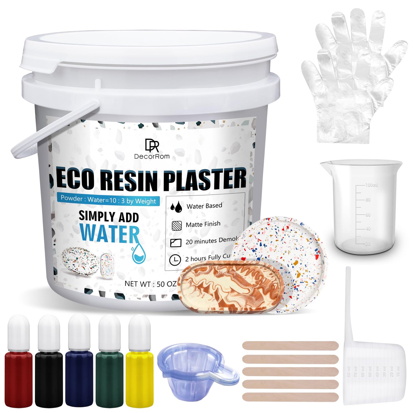 Eco Resin Casting Powder - Fast Cured Plaster Casting Powder for Beginners - 20~30 Minutes Demold, Easy Mixing Water Activated Eco-Friendly Casting Resin for DIY Crafts Making, Home Art (White, 1400g)