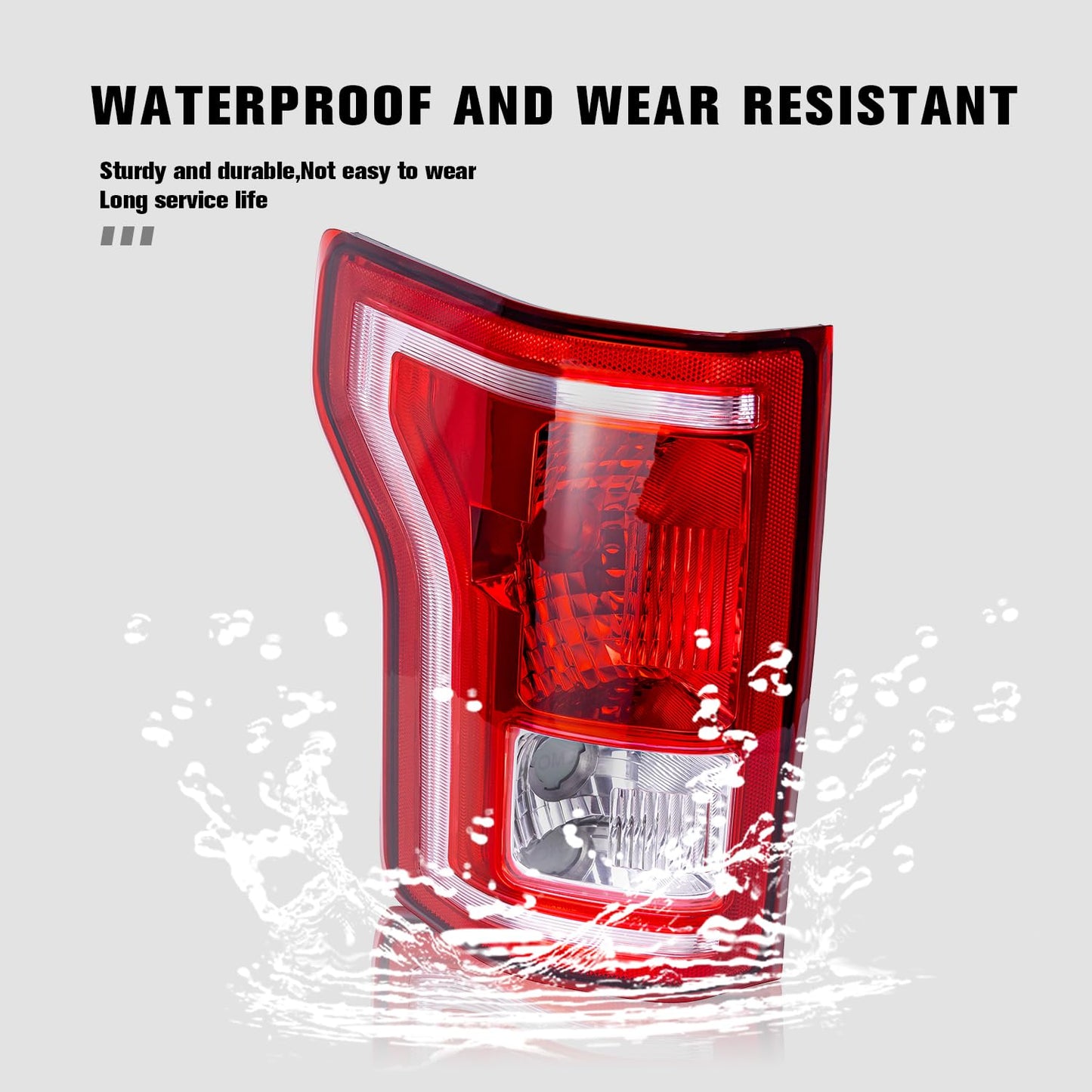 wzrasmiles Left Driver Side Rear Tail Light Assembly Compatible With Ford F-150 2015 2016 2017 Rear Tail Light Assembly Taillight Rear Brake Lamp Without Halogen Bulbs FL3Z13405A-PFM, FO2800239