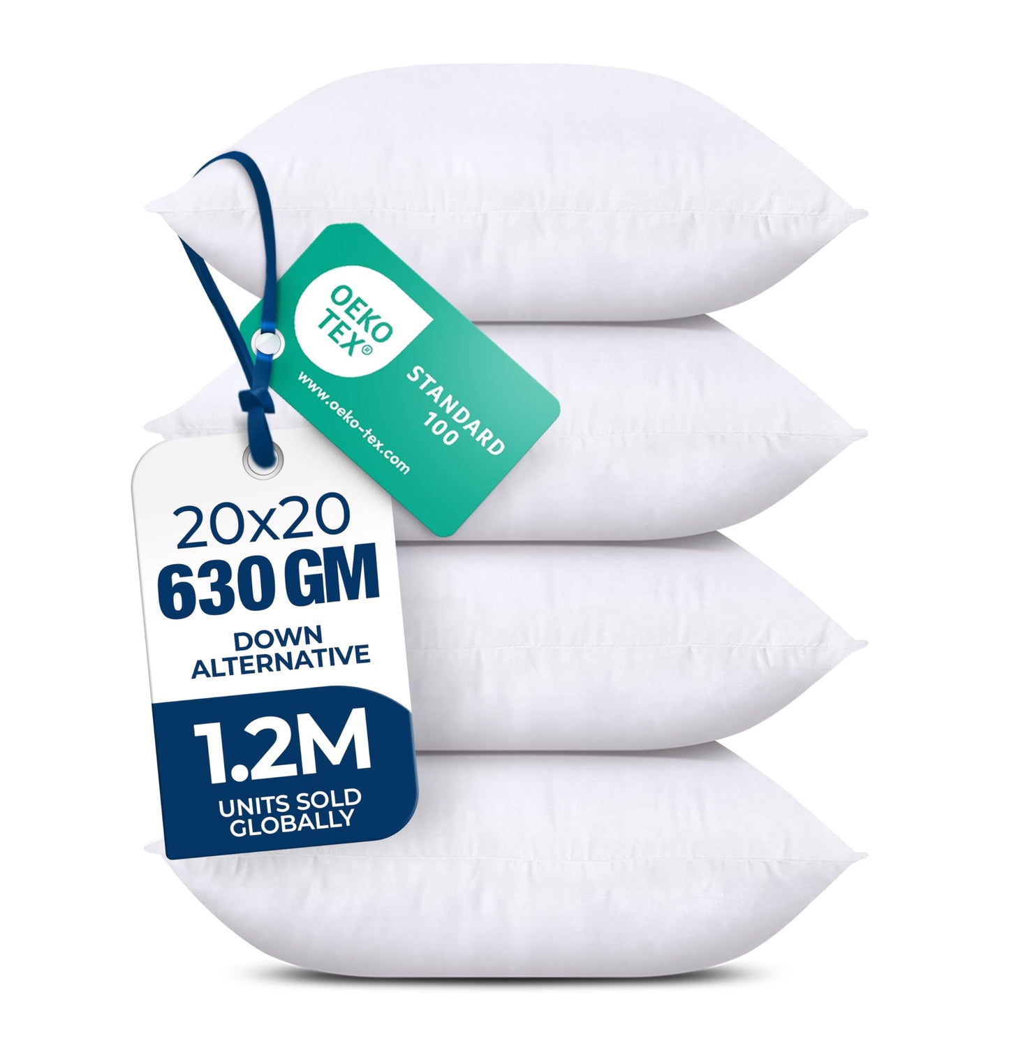 Utopia Bedding Throw Pillows (Set of 4, White), 20 x 20 Inches Pillows for Sofa, Bed and Couch Decorative Stuffer Pillow