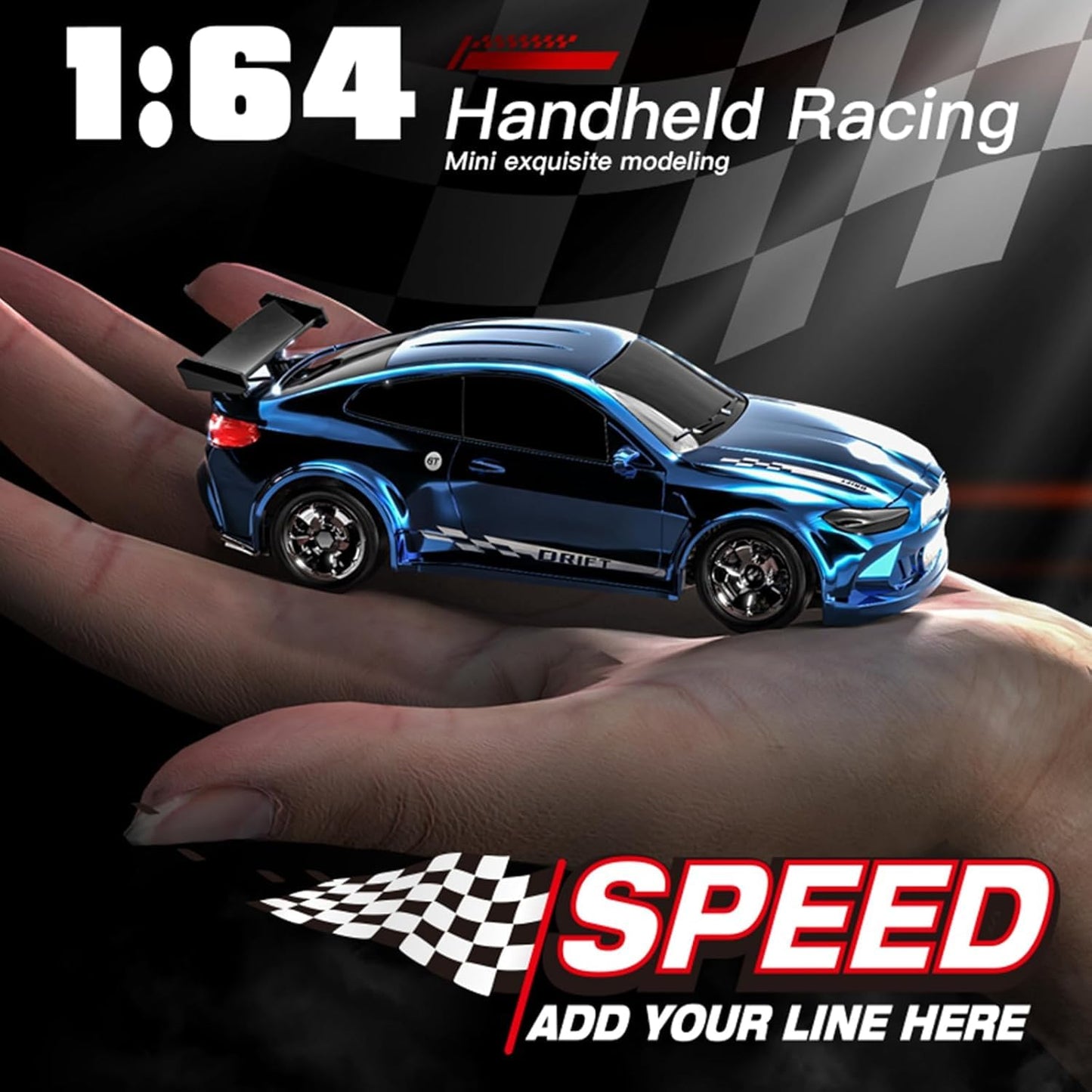 4WD RC Drift Car,1:64 Mini Desktop Remote Control Car for Boys,2.4G Racing Cars LED Lights,Remote Control Racing Cars Toy Gift for Adults Toy Gift 14+ Years(Black)