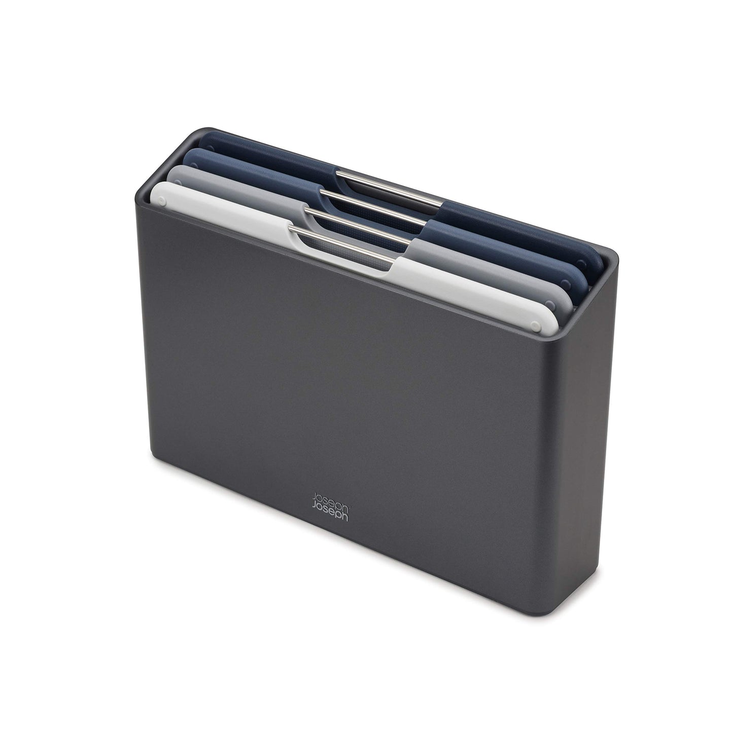 Joseph Joseph Folio 4 Piece Colour Coded Cutting Board Set with Slim Storage Case Regular Graphite