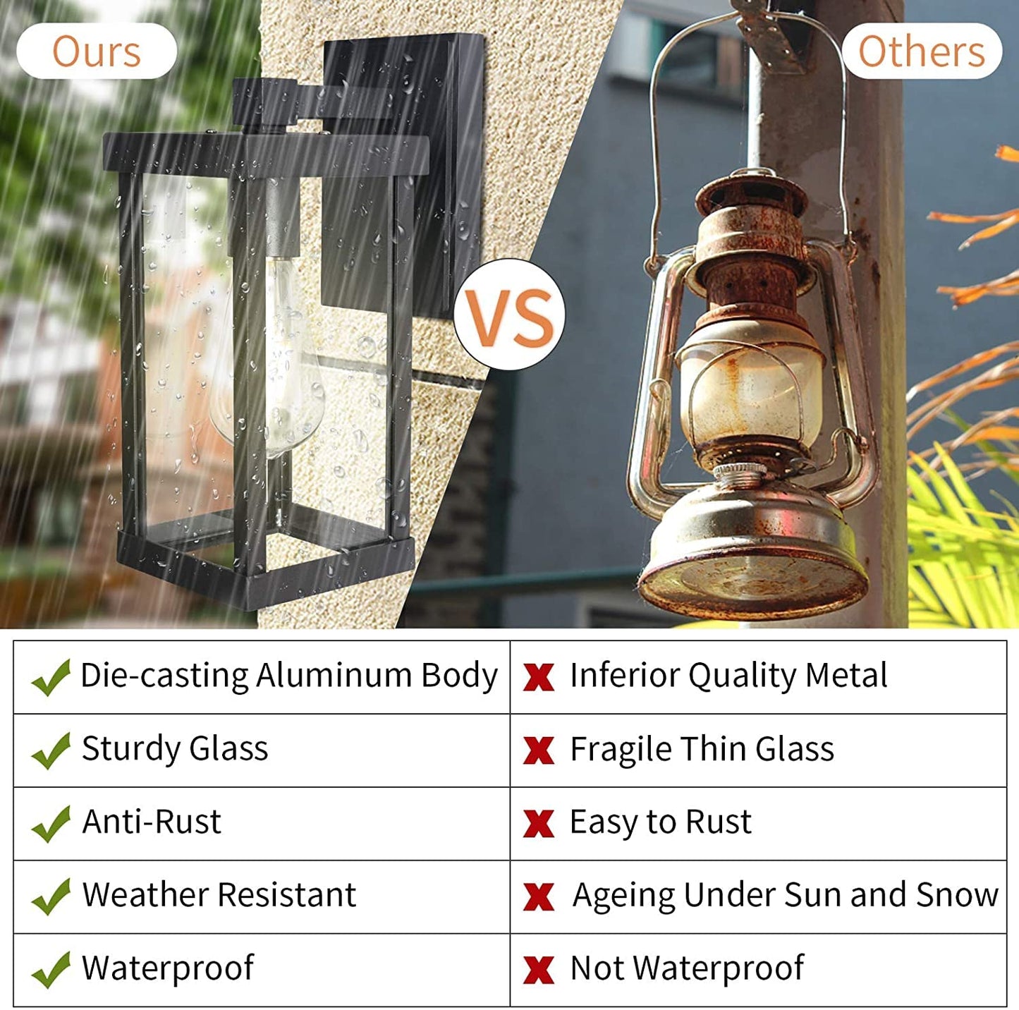 RETRELMP Outdoor Wall Light, Black Exterior Wall Lantern Fixture with Clear Glass Shade, Waterproof Modern Metal Porch Wall Sconce for Patio Garage E26 Socket (2 Pack)