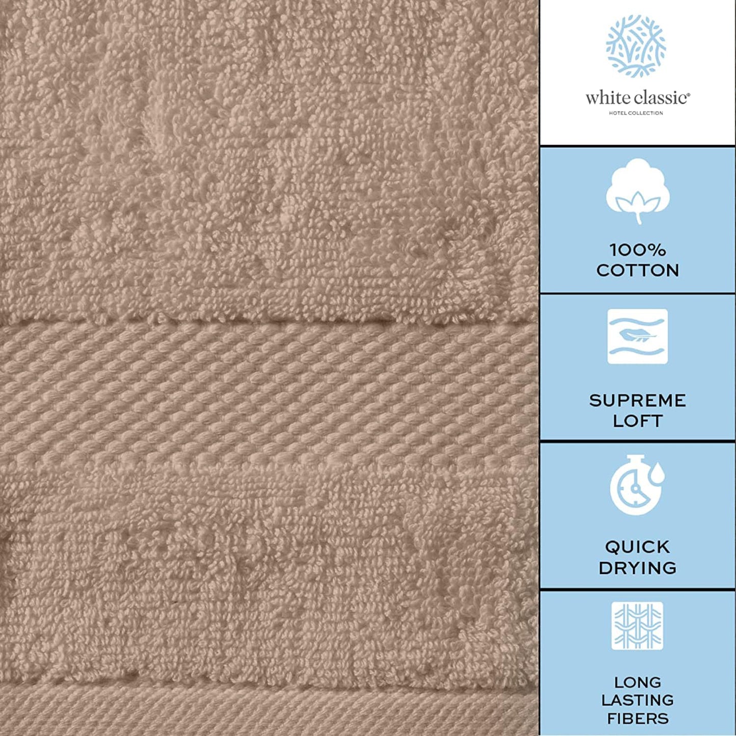 Luxury Taupe Hand Towels - Soft 100% Turkish Cotton | Highly Absorbent Hotel spa Bathroom Towel Collection | 16x30 Inch | Set of 6