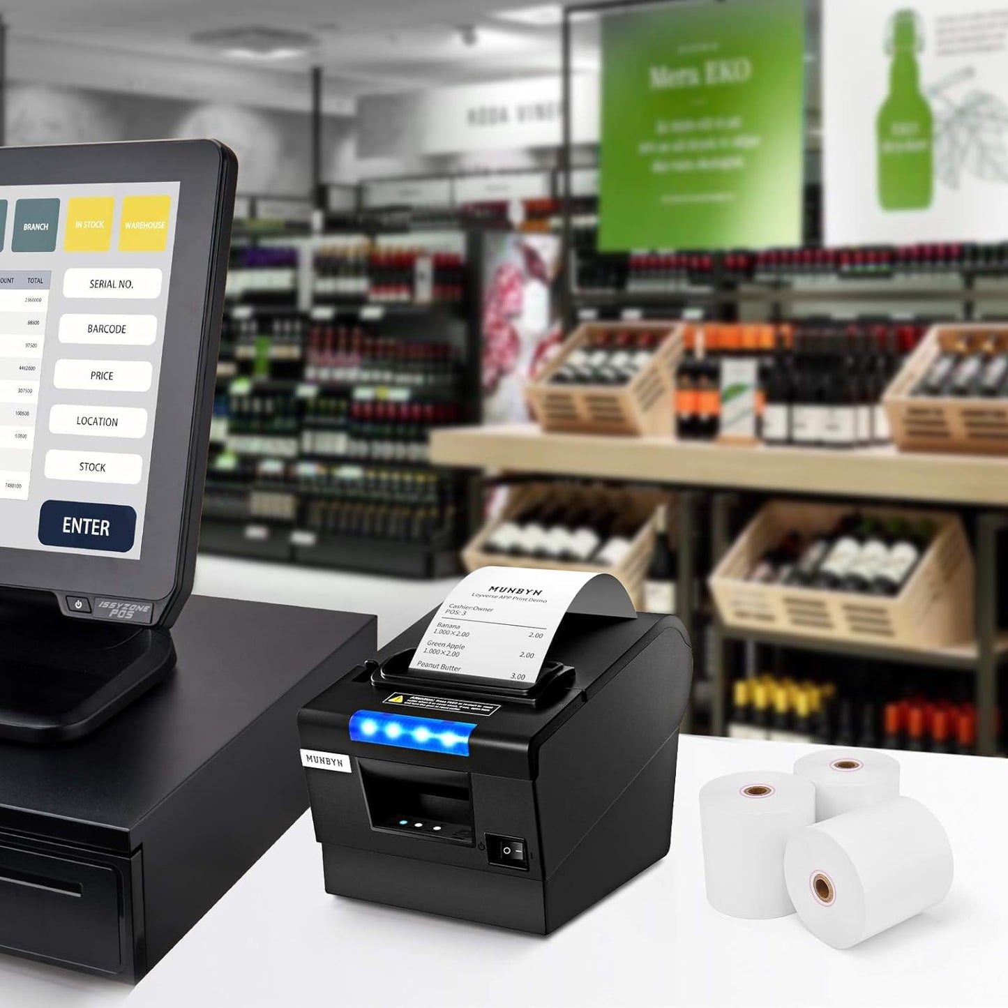 MUNBYN Thermal Paper 3 1/8 x 230ft, 20 Rolls Receipt Paper Work for Star Micronics TSP100 TSP143 Epson 80mm Receipt Printer Square POS Register, 80mm Thermal Receipt Paper, BPA Free, Plus Version