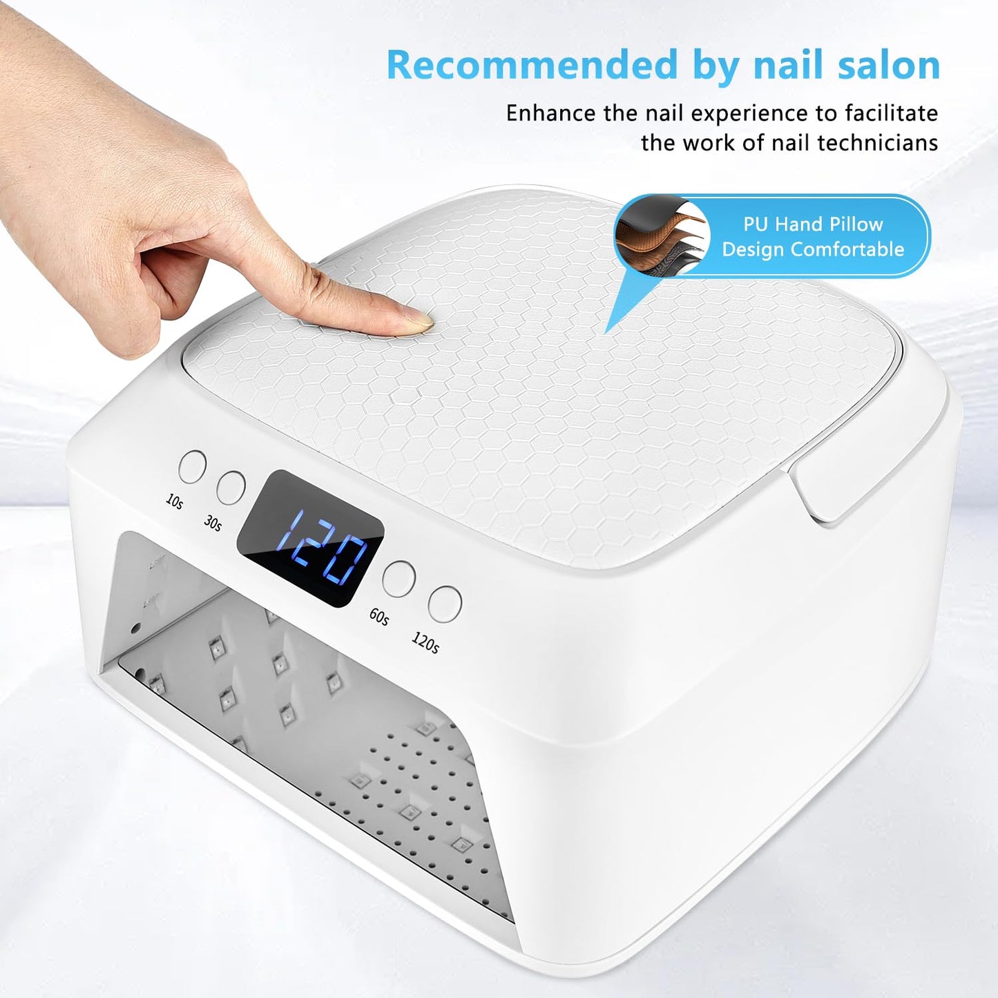 JODSONE U V LED Nail Lamp Large Space Portable Handle Front and Rear Dual Display Professional Nail Lamp Fast Drying Gel Nail Polish