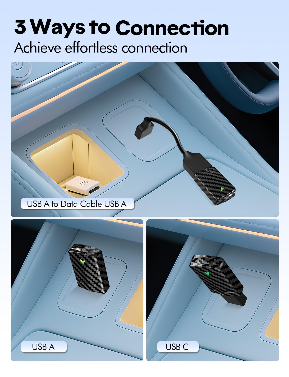 2025 Wireless CarPlay Adapter for iPhone, Mini Android Auto Adapter Converts Factory Wired to Wireless, Plug & Play, No Delay, Stable Connection Car Play Dongle for iOS 10+ / Android 11+