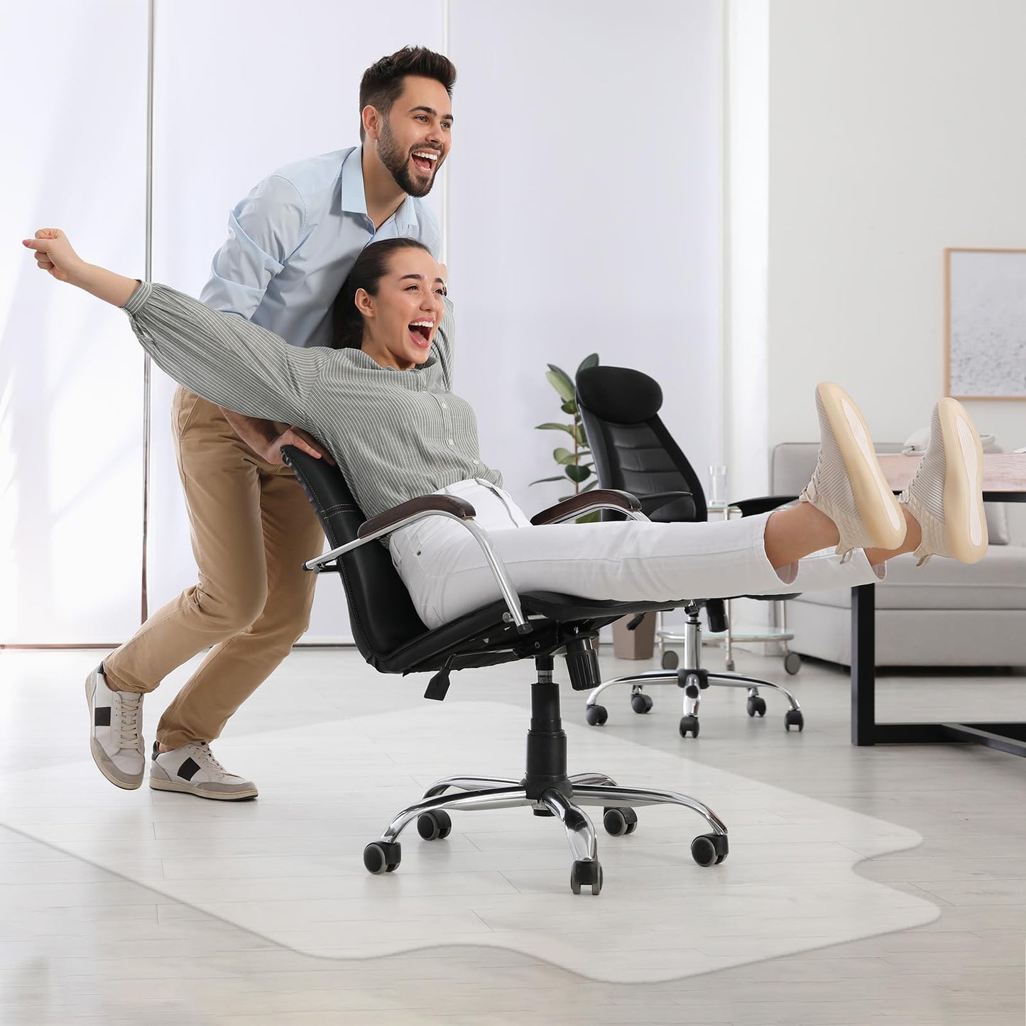 Delamu Office Chair Mat for Hardwood Floor, Clear Under Desk Chair Mats for Rolling Chairs, Plastic PVC Floor Protector for Office Home (Only for Hard Floor) (Clear, 48 * 60in)