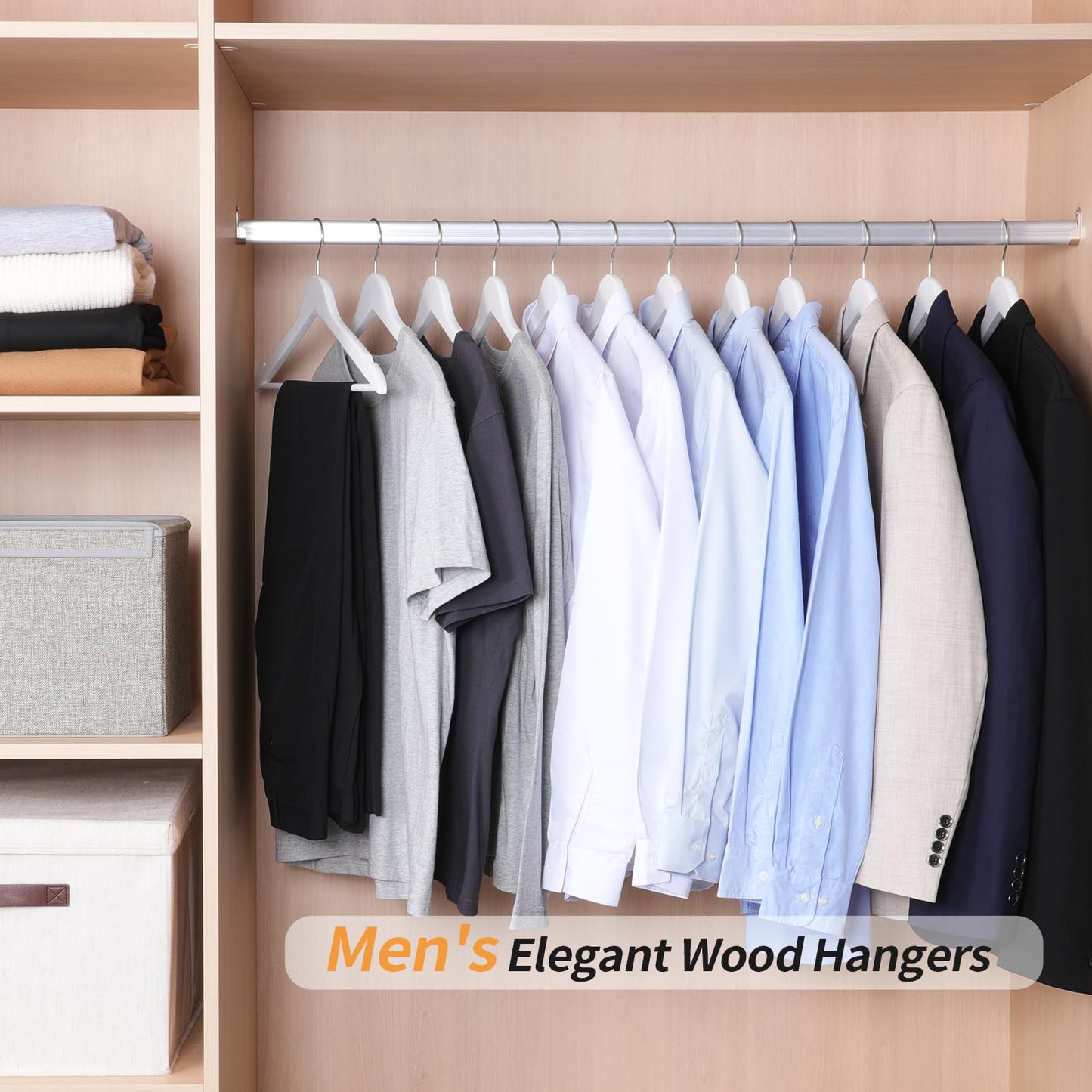 Amazon Basics Wood Suit Clothes Hangers, 30-Pack, White