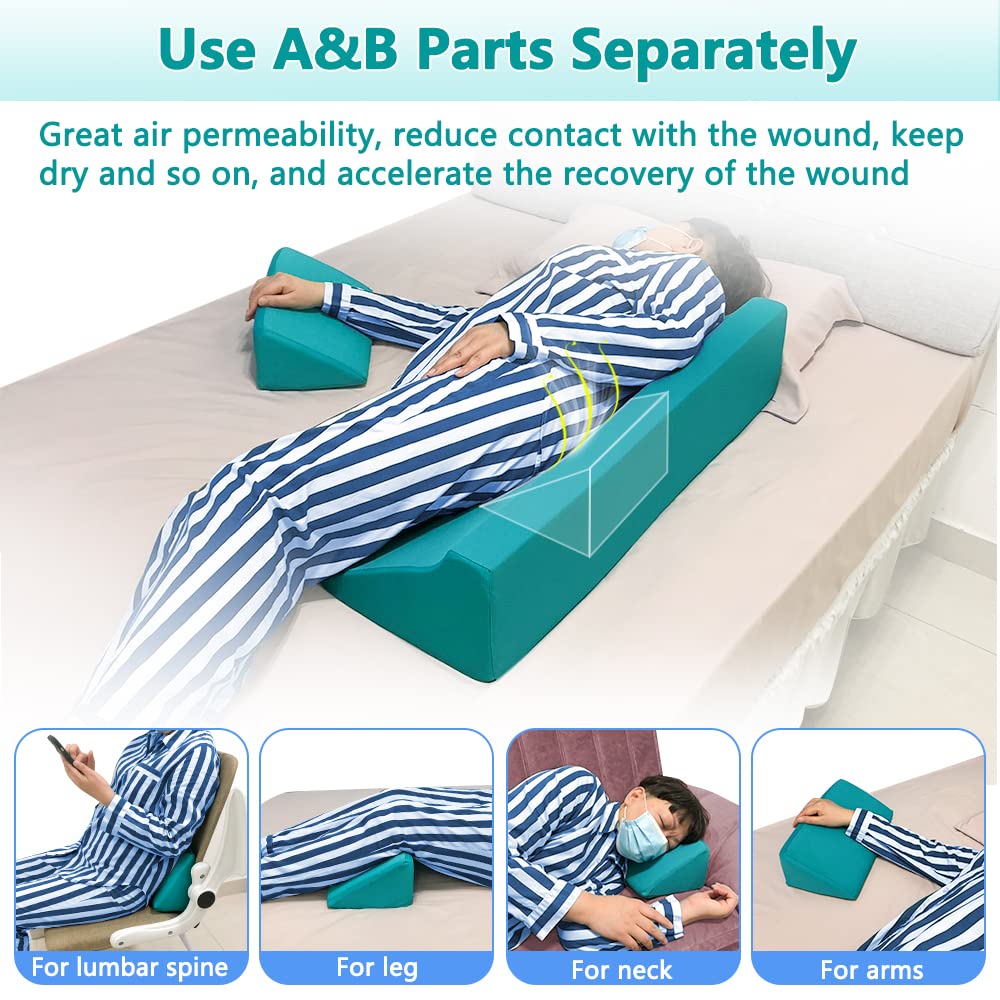 Bed Wedge Pillow for Sleeping Incline Foam Bedsore Turning Pillow for Bedridden Body Positioners Pressure Ulcer Prevention Cushion Triangle Medical Nursing Wedges Positioning Bedsore Pillow