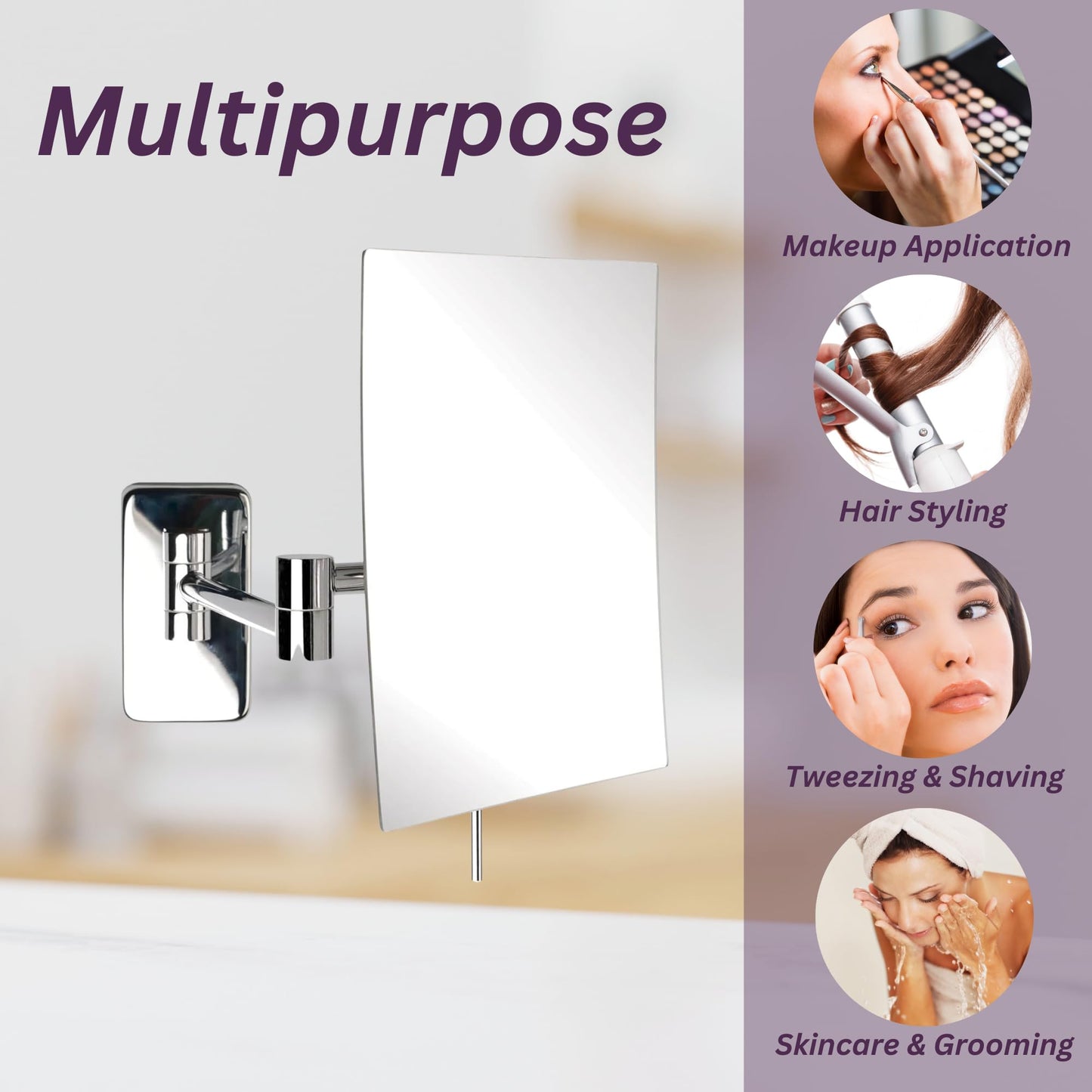Jerdon JRT695C 6.5-Inch by 8.75-Inch Wall Mount Rectangular Makeup Mirror, Chrome Finish