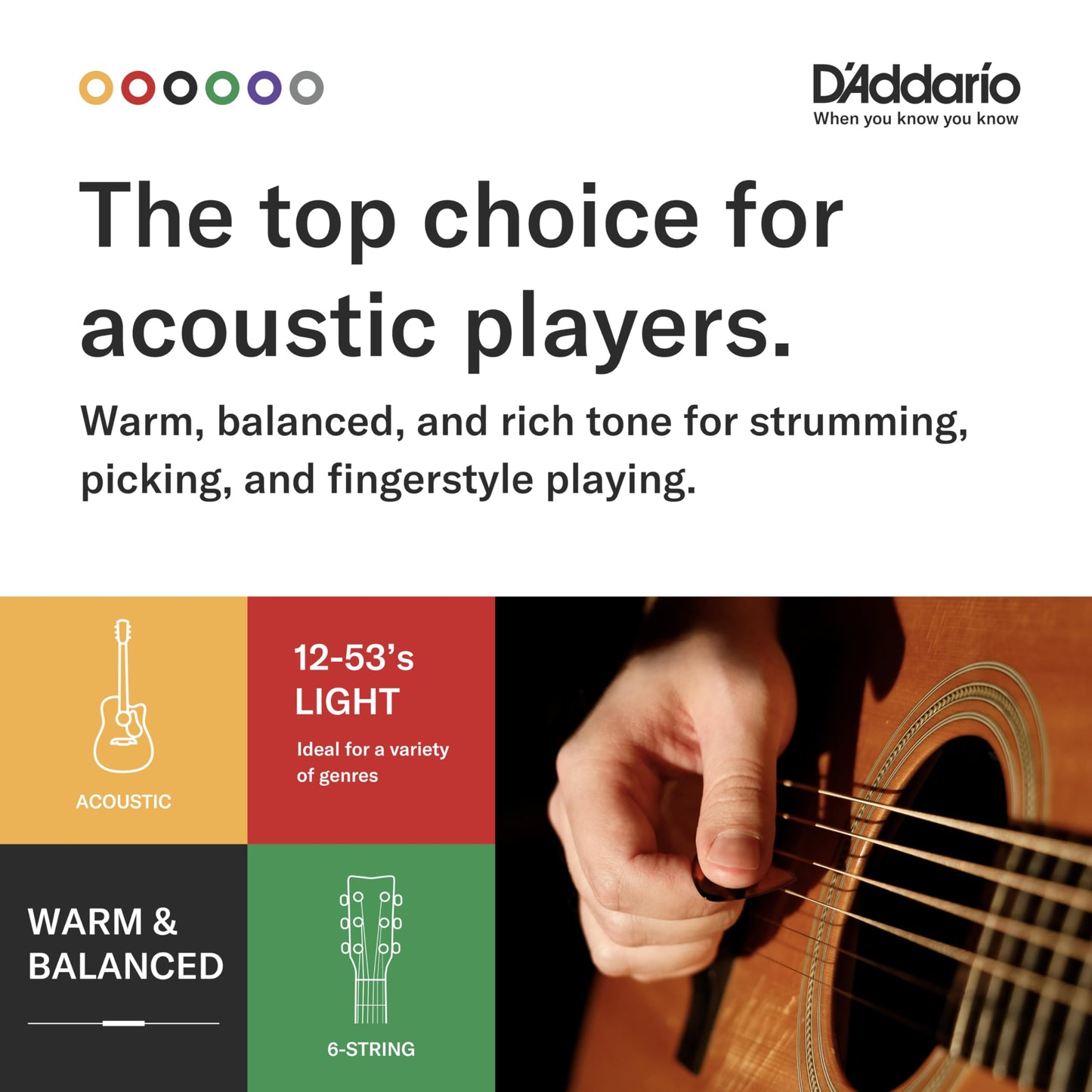D'Addario EJ16 Phosphor Bronze Acoustic Guitars Strings 3 Pack - Light 12-53
