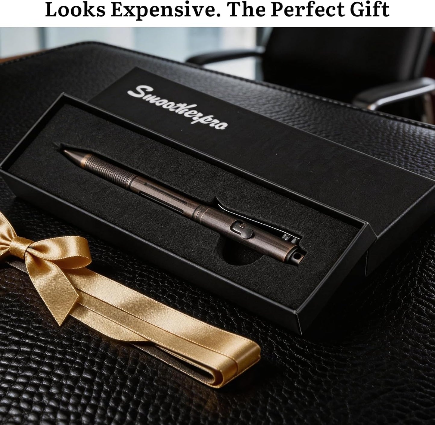 SMOOTHERPRO Stainless Steel Bolt Action Pen Compatible with Pilot G2 Refill Pocket Clip Heavy Weight for Tremor Parkinson Arthritic Hands Retro Black(RG338)