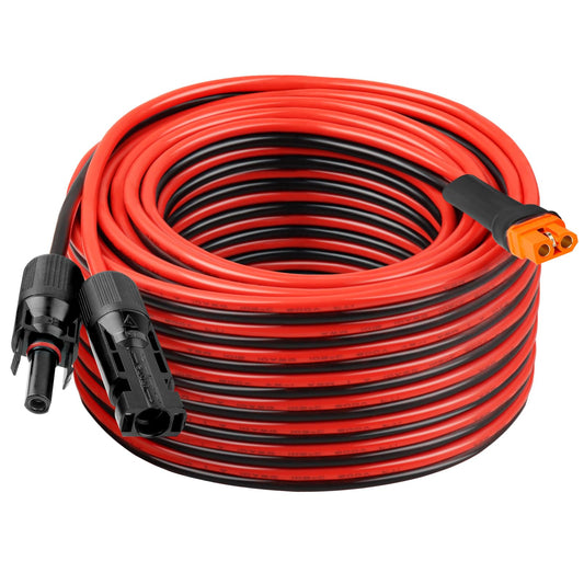 10AWG 50FT Solar to XT60i Extension Cable 3 6 10 35 50 75 100FT Heavy Duty Adapter Cable Connector XT60i Wire for Portable Power Station, Solar Panel, RV, Battery
