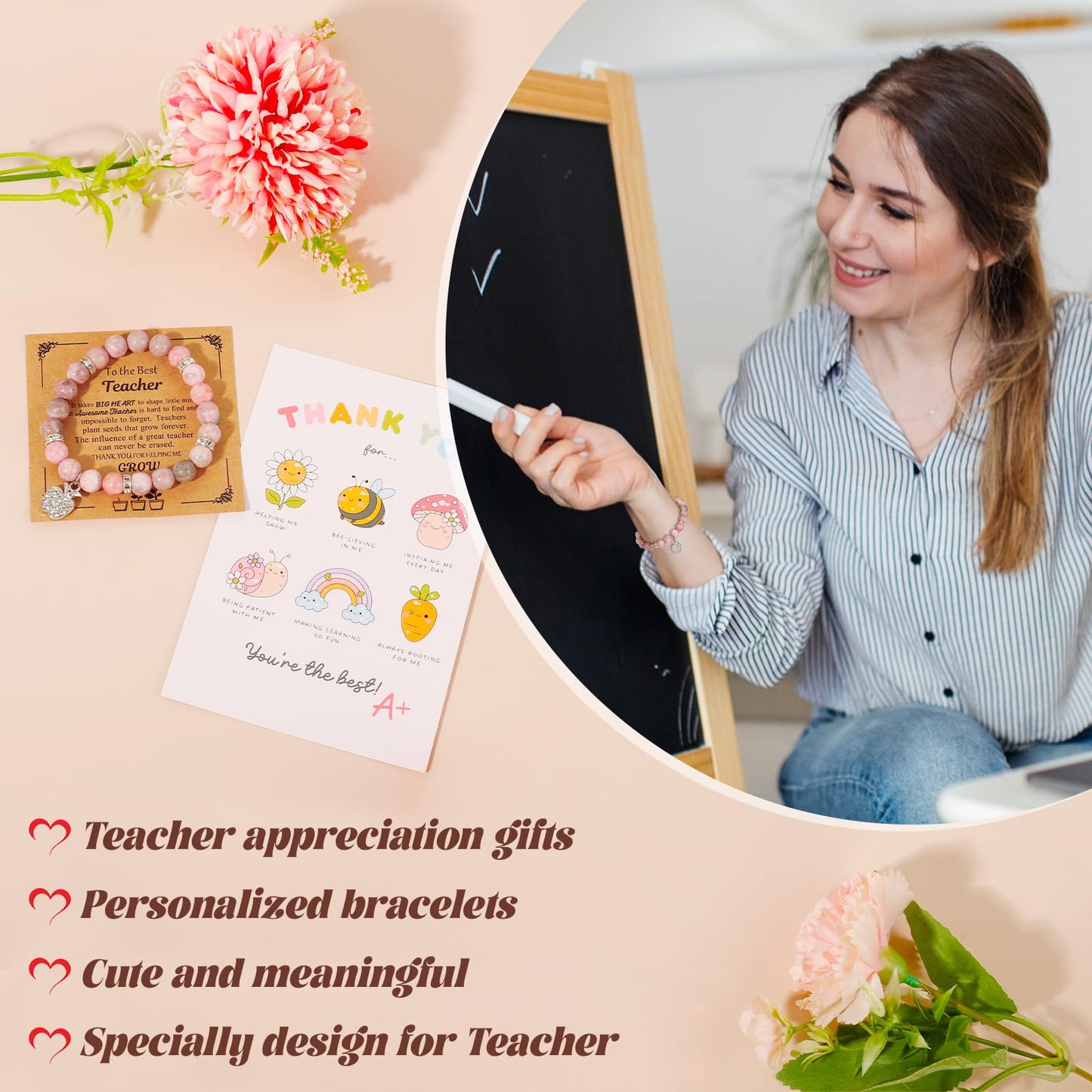 Teacher Appreciation Gifts for Women,End of Year Student Gifts from Teacher, Thank You, Retirement, Birthday, Christmas Valentines Day Ideas Basket Set of 7