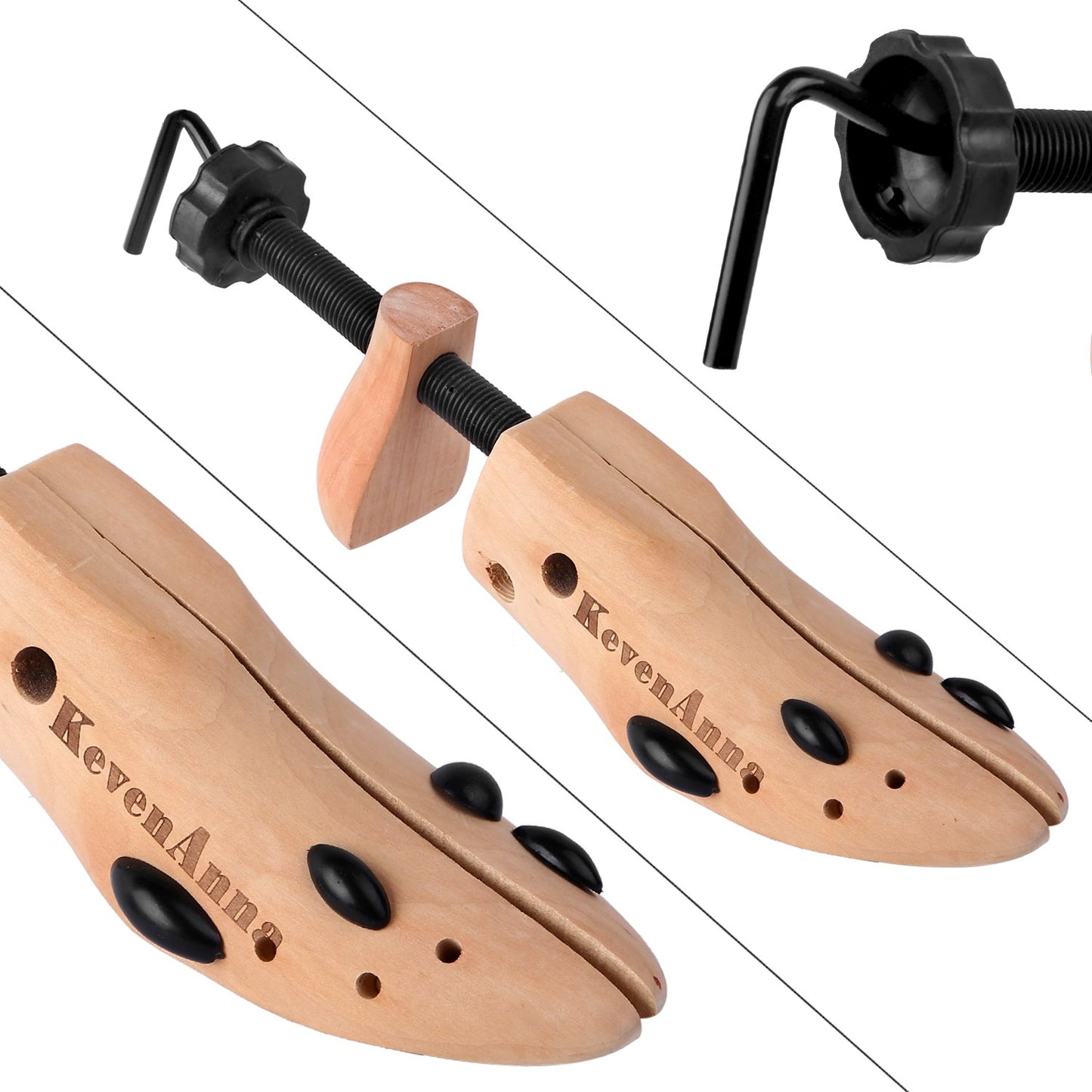 KevenAnna Pair of Premium Professional 2-way Wooden Shoe Trees, Wooden Shoe Stretcher for Men or Women (Large)