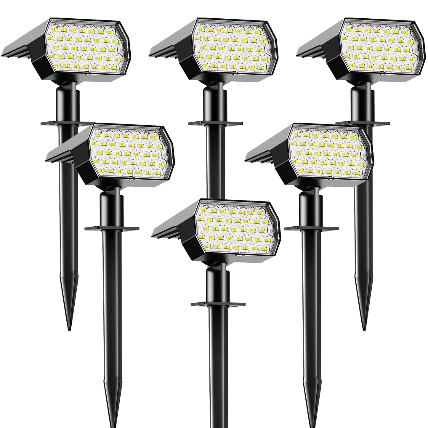 Solar Spot Lights Outdoor Waterproof, 3 Modes Landscape Spotlights, Dusk to Dawn Solar Powered Flood Wall Lights for Outside, Solar Garden Lights for Yard Porch (6PACK)