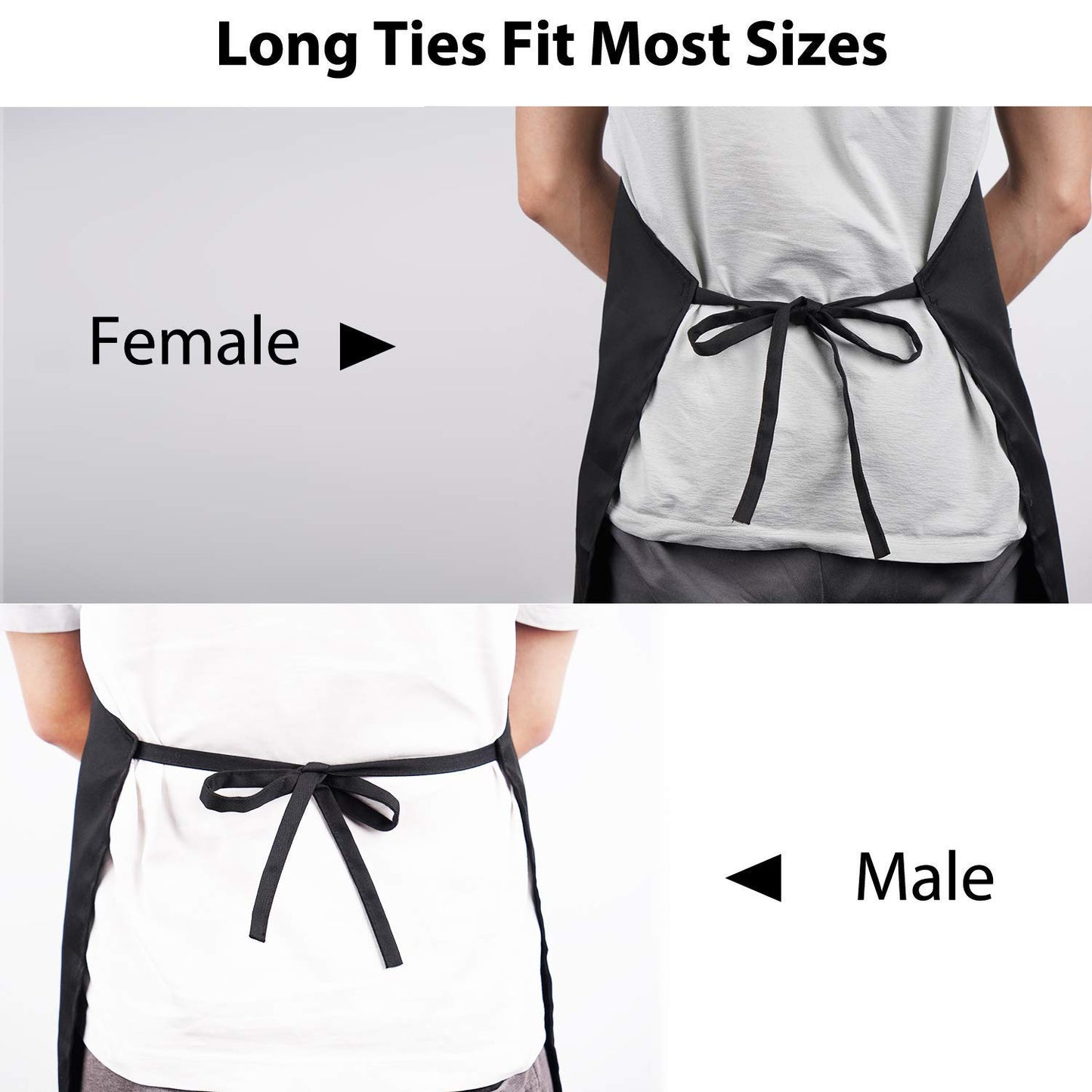 YIKA Apron Couples: Waterproof Aprons for Women Men, Black, 2 Pockets, Adjustable Neck Strap, Perfect for Couples Gifts