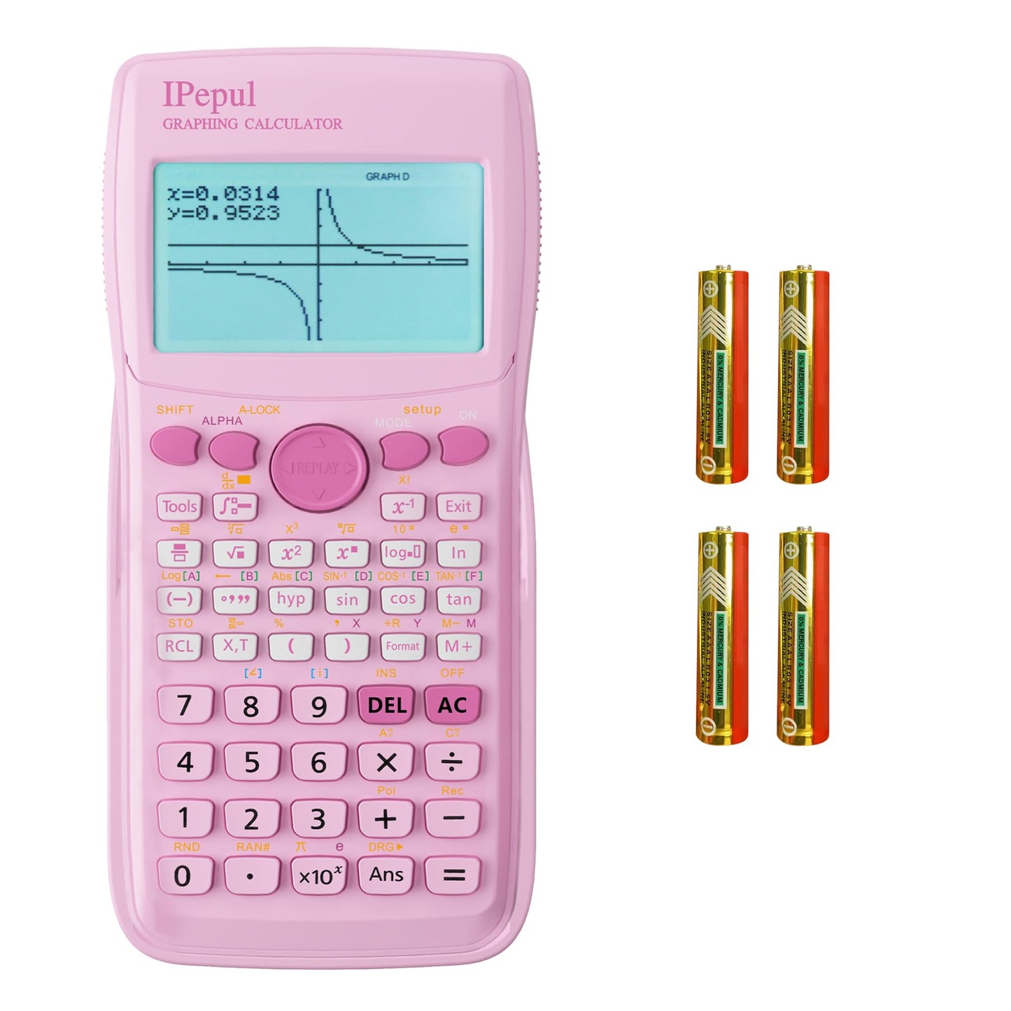 Graphing Calculator,IPepul Scientific Calculator 10 Modes /4 Graphing Functions,Desktop Math Calculatrice Scientifique for College Students,School Supplies for Middle High School Teachers (Pink)