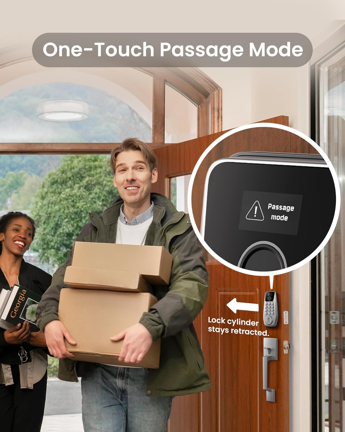 DESLOC C110 Keyless Entry Door Lock with Display (Smart Screen), Fingerprint Door Locks, Keypad Deadbolt, Auto-Lock, Backlit Keys, Passage Mode, IP54 Waterproof, BHMA Grade 3 (Silver)