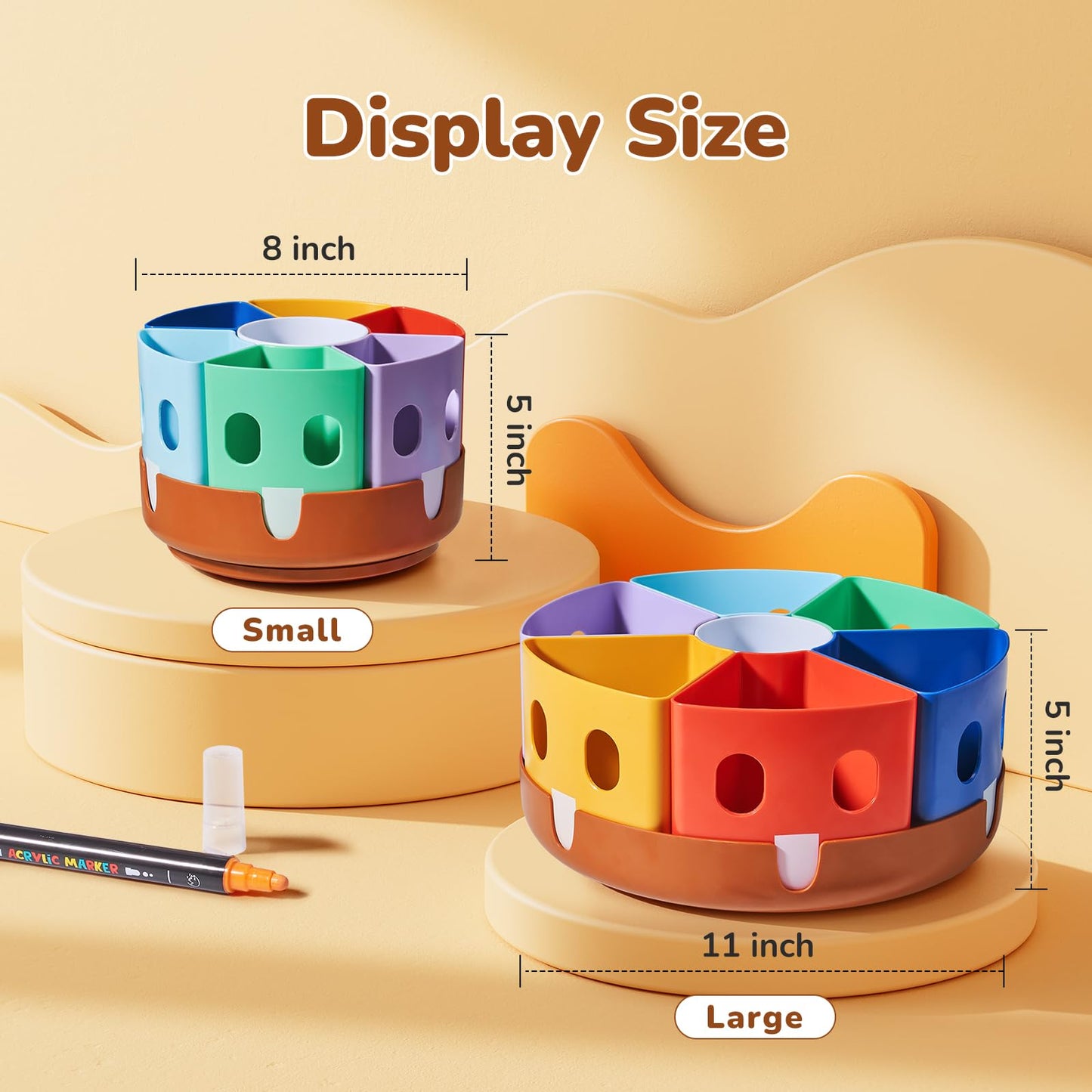 Gamenote Rotating Art Supply Organizer Lazy Susan Office School Supplies for Kids Desk Organizers and Storage Homeschool Craft Caddy Classroom Organization (Large)