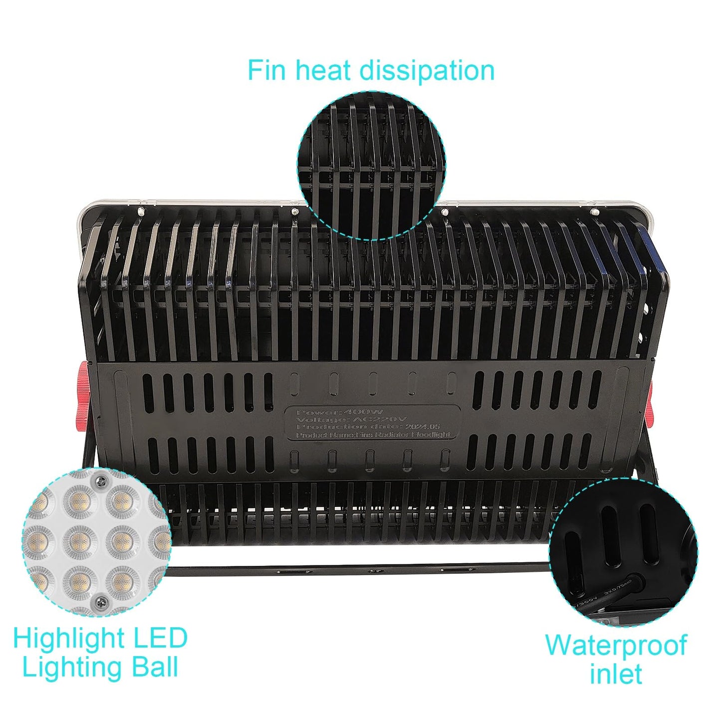 400W LED Flood Light,Super Bright 40000LM FloodLight Outdoor,IP66 Waterproof 6500K Daylight White Outdoor Lights,for Yard,Garden,Playground,Lawn,Garages,Stadium(No Plug)