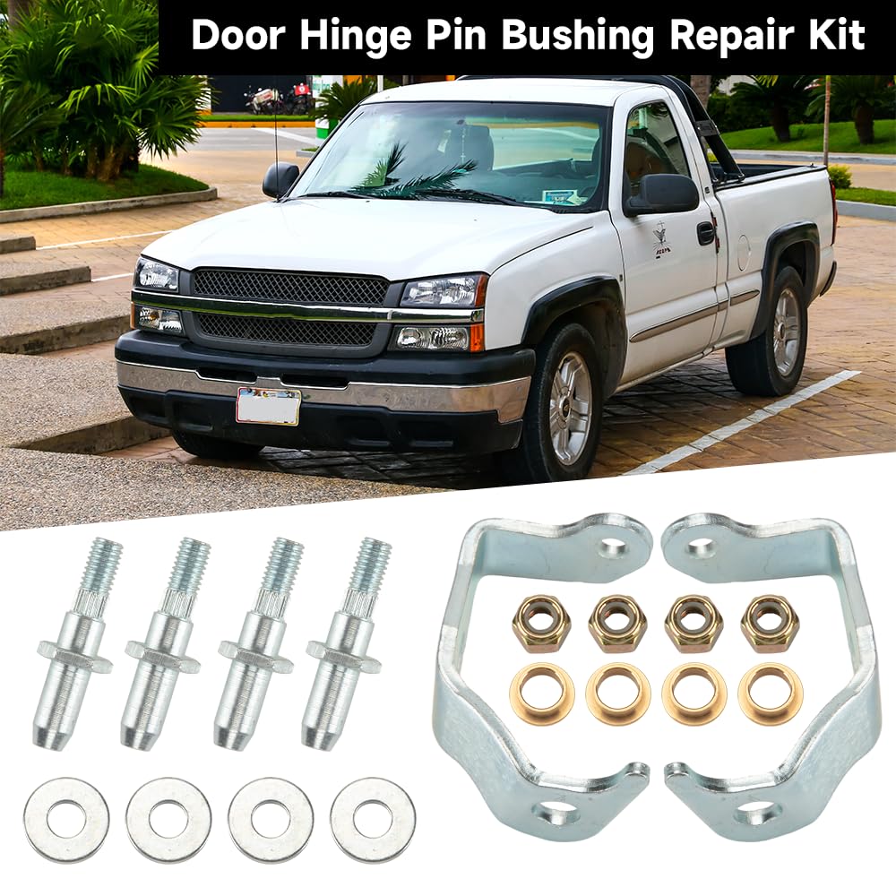 Front Left and Right Side Door Hinge Pin and Bushing Kit - Compatible for Chevrolet Silverado Suburban Avalanche Tahoe for GMC Sierra Yukon - Replace Part 6038457