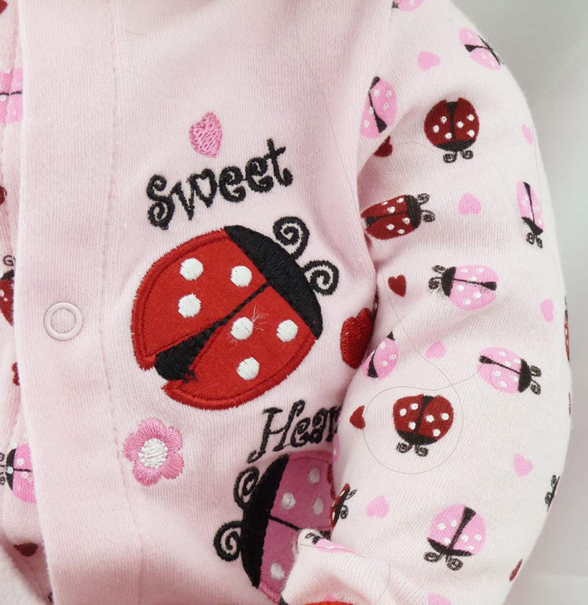 TERABITHIA 18inches 46cm Realistic Adorable Ladybird Princess Baby Girl Doll in Silicone Vinyl Long Curly Hair Stuffed Cloth Body Reborn Newborn Dolls Children's Day Gift