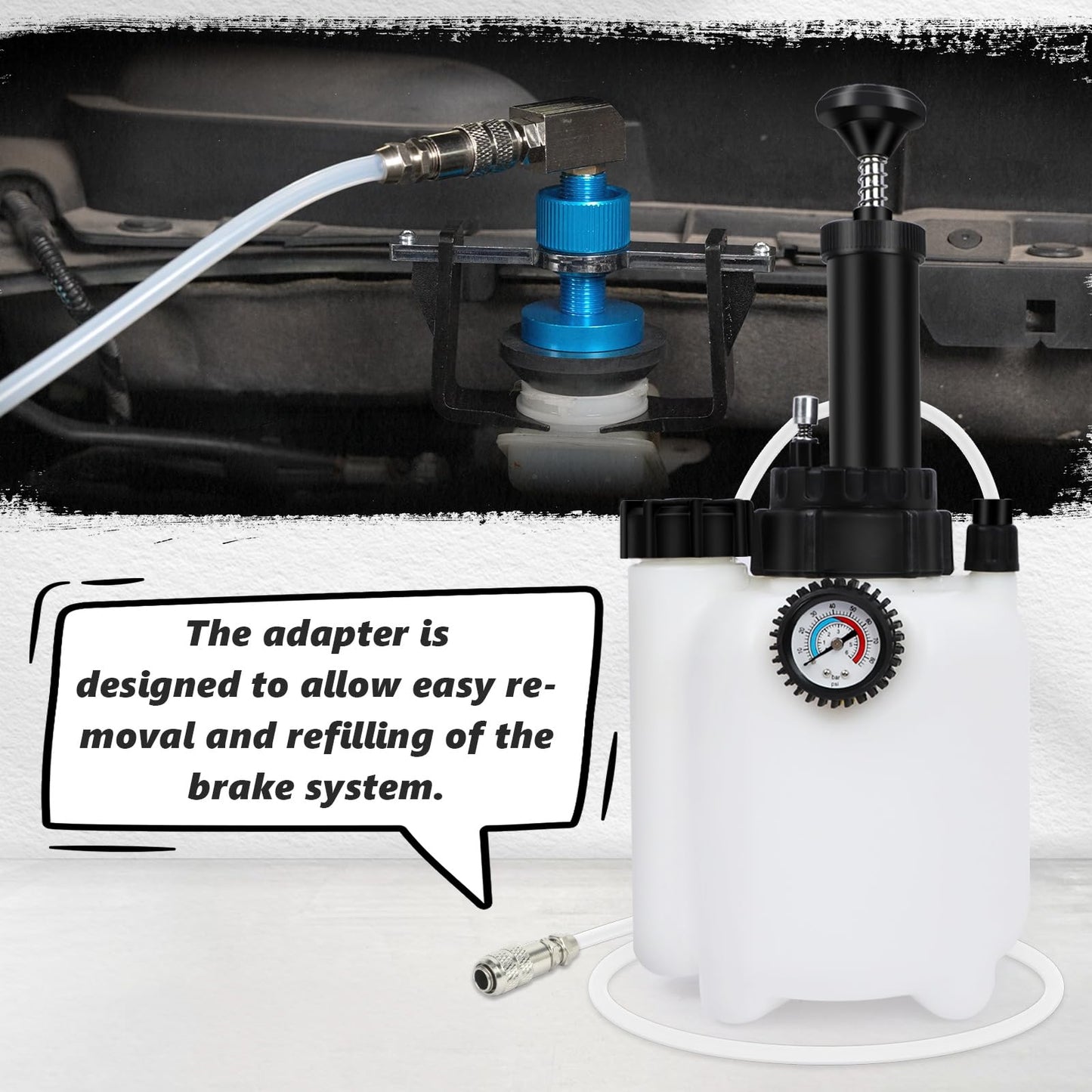 Universal Master Cylinder Adapter with 4Pcs Quick Connect, 58mm Brake Bleeder Adapter for Honda, Toyota & All Vehicles