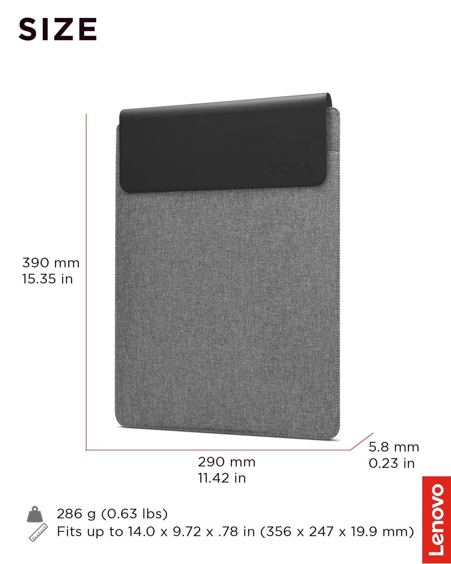 Lenovo Slim Laptop Sleeve 16 Inch Notebook/Tablet - Compatible with MacBook Air/Pro - Eco-Friendly Lightweight Case with Accessory Pocket & Magnetic Closure - Grey