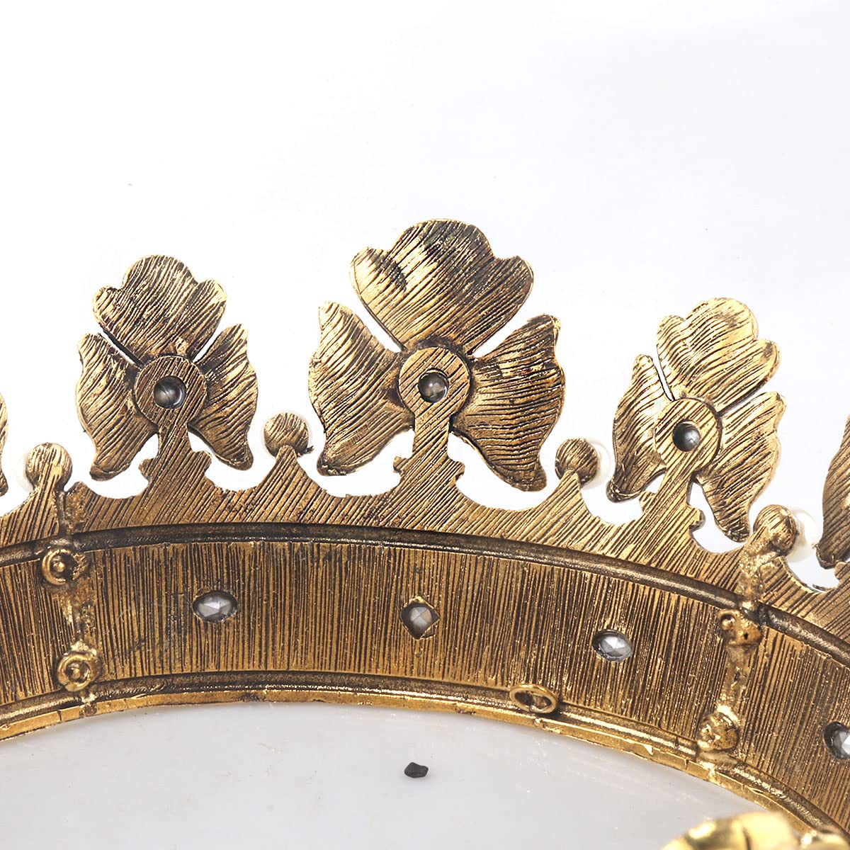 YADIRF Baroque Royal Crown Men's Metal Prince Hair Crown Full Circle Birthday Party Hair Accessories For Halloween Costume Party Prom, Large Size 7.28" Diameter, Pearl, Rhinestone, Alloy