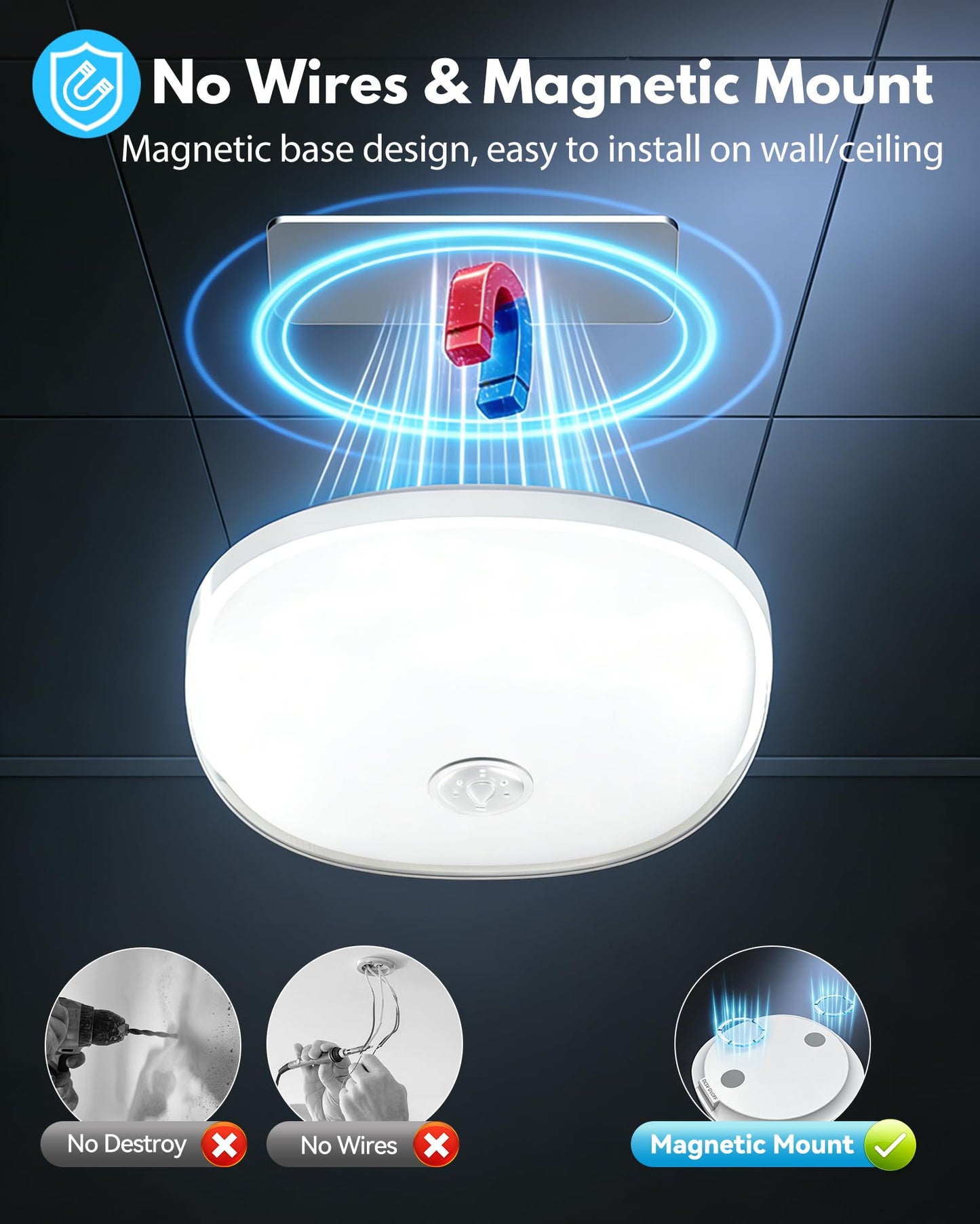 IP65 Waterproof Rechargeable Shower Light – 6″ 300LM Bright Shower Lamp, 16 Colors Mood Lighting with Touch & Remote Control, Magnetic Wireless Ceiling/Wall Light for Inside Shower, Bathroom, Bathtub