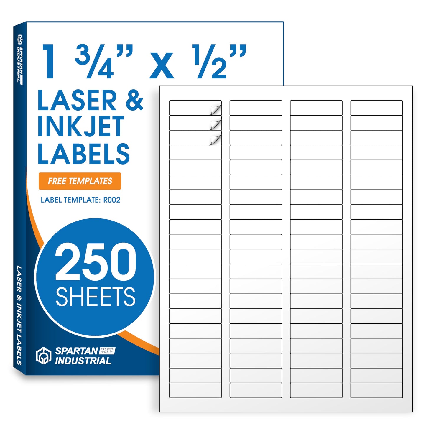 1 3/4" X 1/2" Matte White Return Address Labels Compatible with Inkjet and Laser Printers - 250 Sheets, 20000 Small Printable Stickers for Mailing and Barcodes - Spartan Industrial Template R002