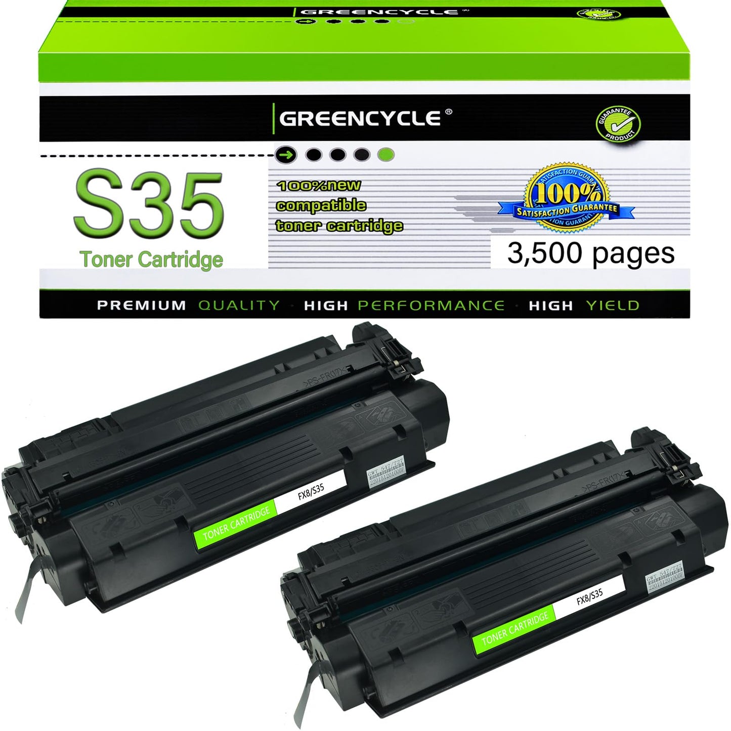 greencycle Compatible 7833a001aa S35 S-35 FX8 Toner Cartridge Replacement for Canon imageCLASS D320 D340 D383 510 FAXPHONE ICD-340 L170 L400 Printer Copier Ink Cartridge (Black, 2 Pack)