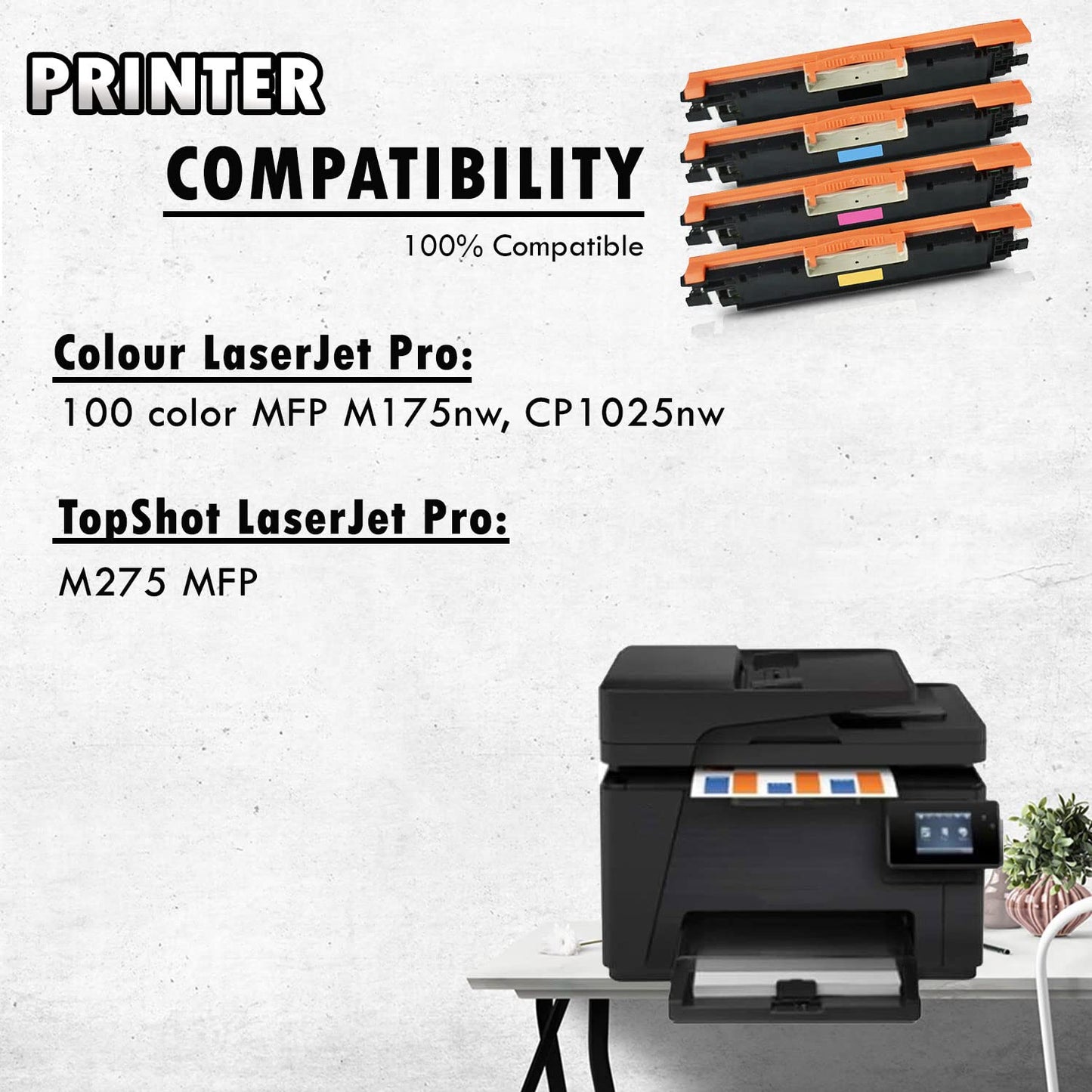 1 Set of 4 Inkfirst Compatible Toner Cartridges Replacement for HP CE310A CE311A CE312A CE313A 126A Color LaserJet Pro CP1025nw M175nw TopShot M275 MFP Black Cyan Magenta Yellow