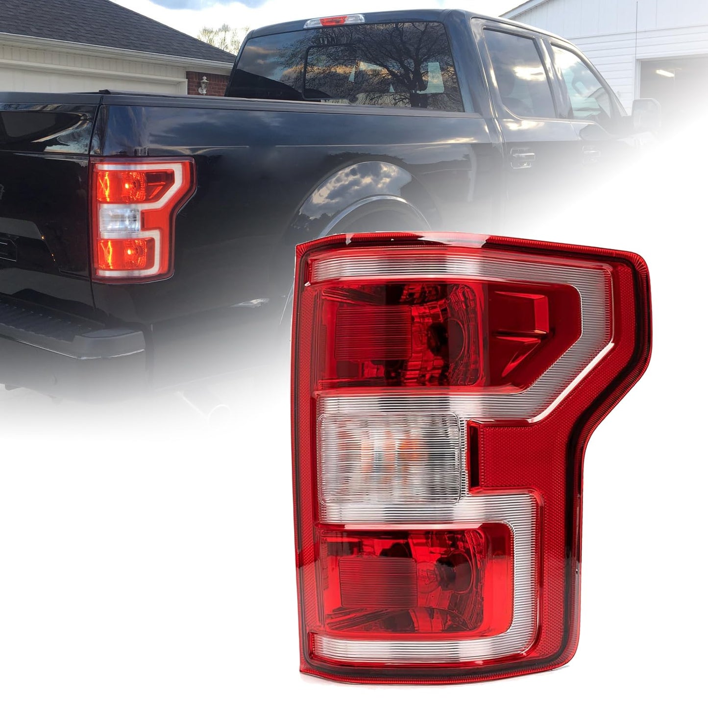 Tail Light Compatible With Ford F150 F-150 2018 2019 2020 Right Passenger Side Taillight Rear Brake Lamp Signal Assembly with Bulb Replace JL3Z13404H
